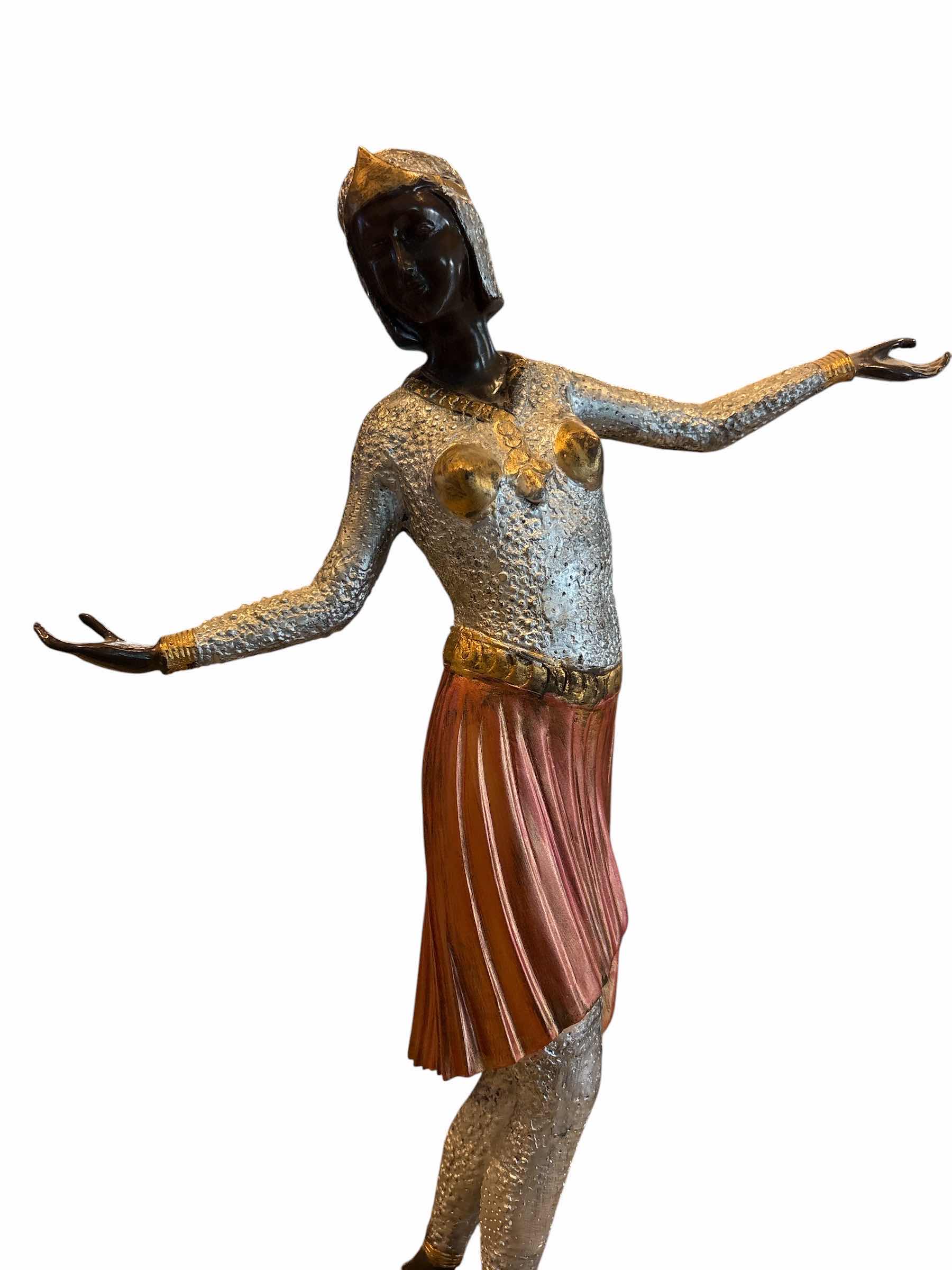 Photo 1 of DEMETRE CHIPARUS WOMAN FLAPPER DANCING STATUE ON STAND H21”