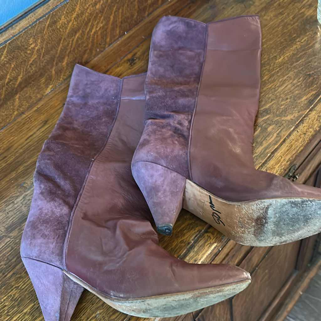 Photo 1 of 3- VINTAGE BROWN LEATHER RIDING BOOTS (6.5) KNEE HIGH LEATHER BOOTS SUEDE BOOTS (6.5)