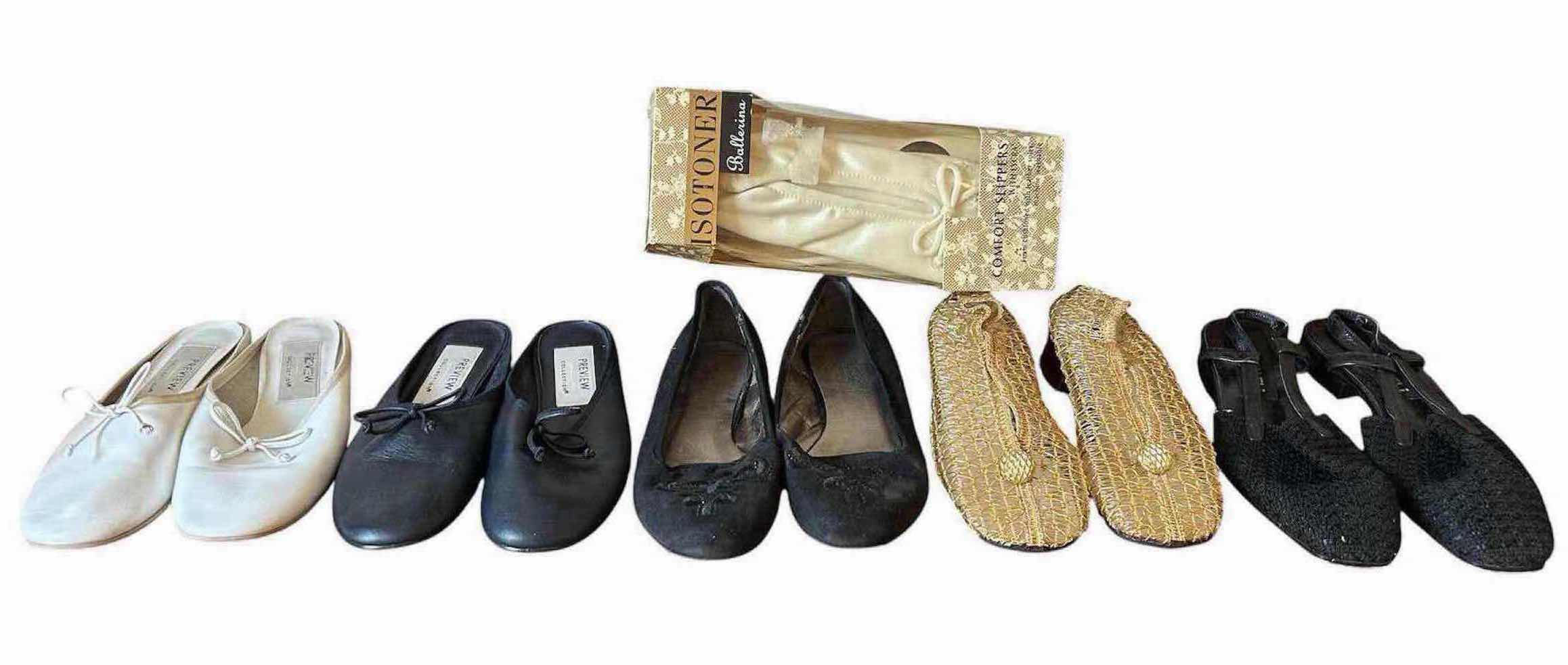 Photo 1 of 6- VARIOUS PAIRS VINTAGE BALLET FLATS & SLIPPERS (6)