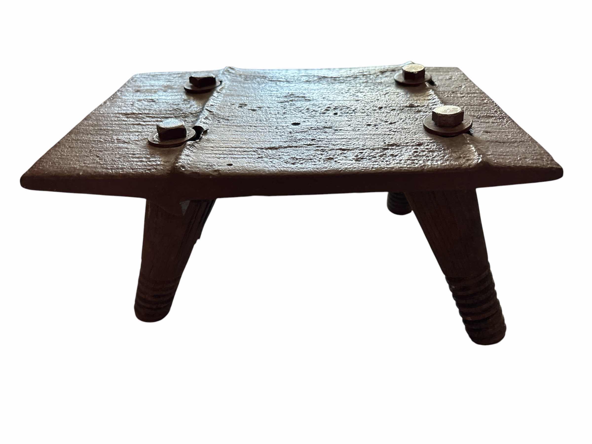 Photo 1 of ANTIQUE RUSTIC STOOL W/WOOD LEGS H5”