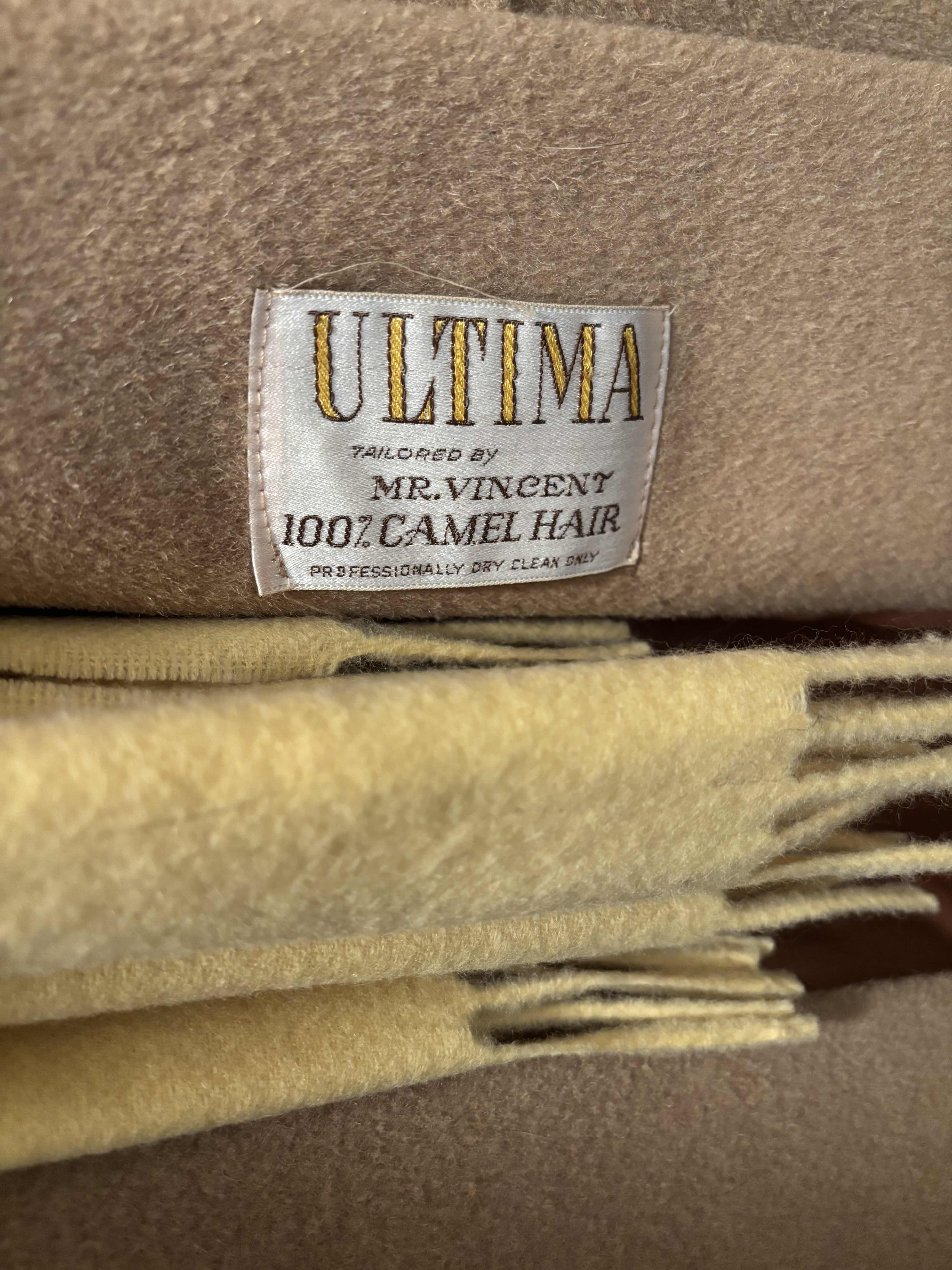 Photo 1 of ULTIMA BY MR VINCENT 100% CAMEL HAIR COAT (NO SIZE LABEL, POSSIBLY A MEDIUM)