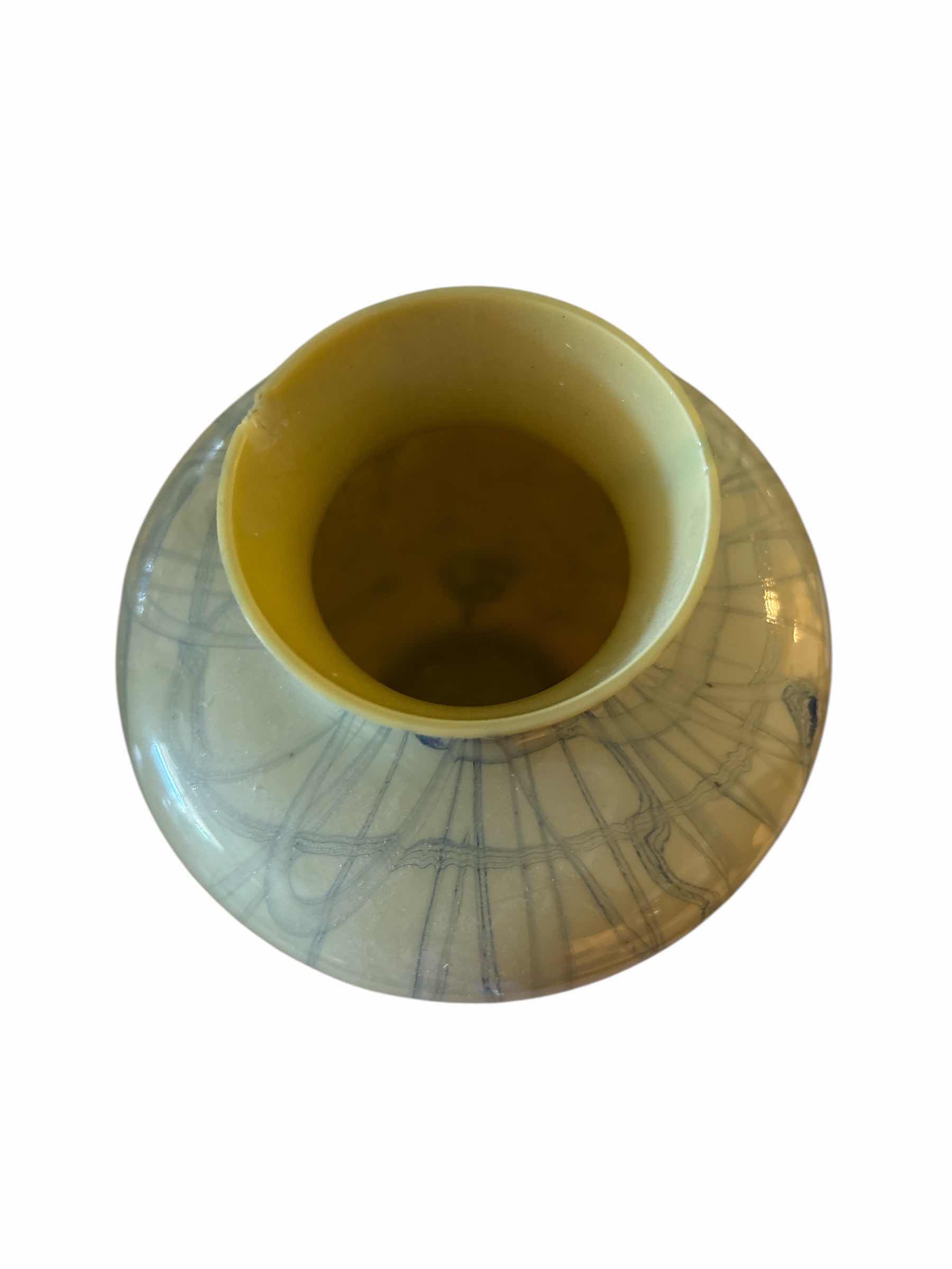 Photo 1 of AMBER BODY W BLUE FILIGREE VASE H7”