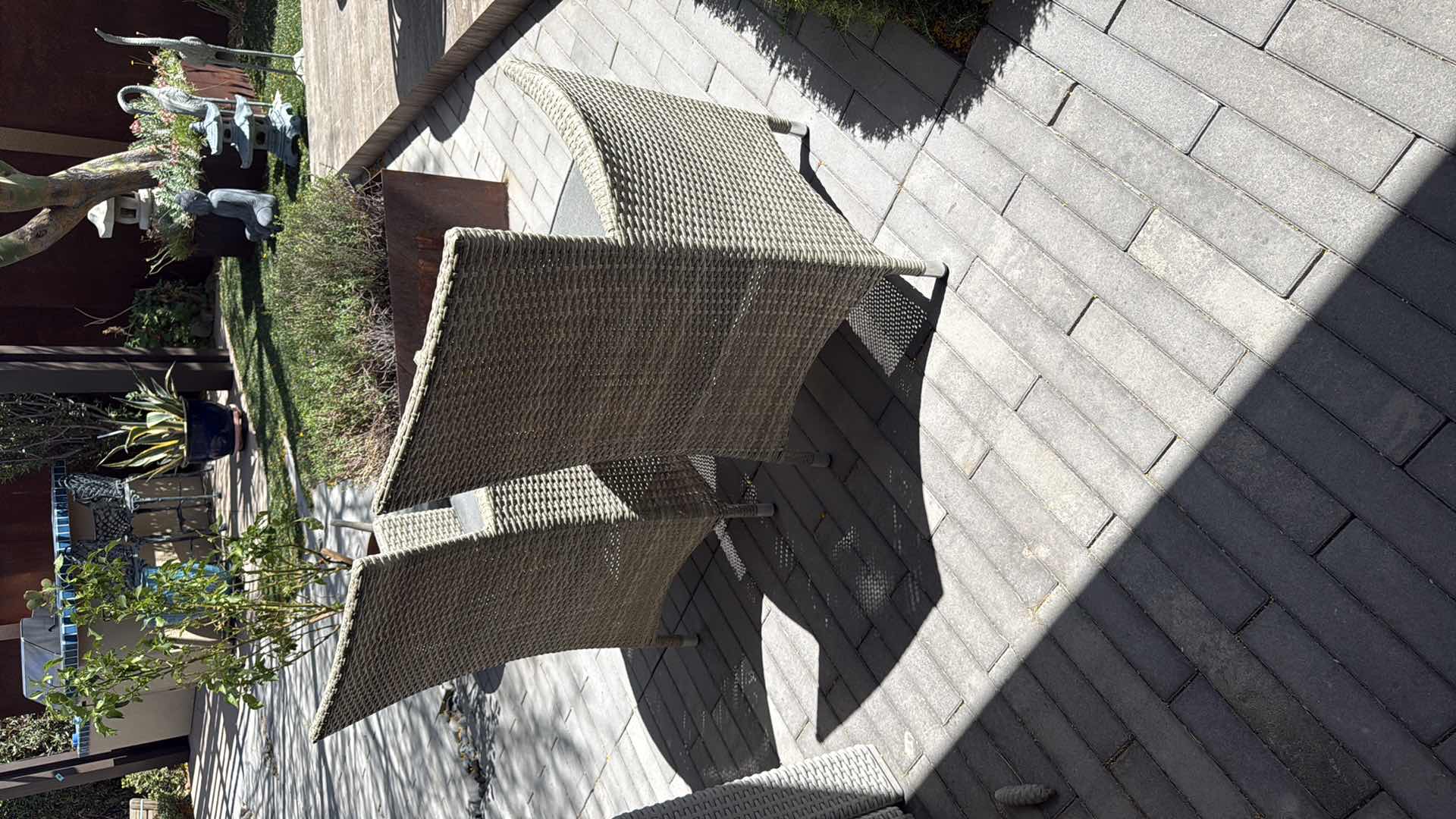 Photo 1 of 2-OUTDOOR PATIO ARM CHAIRS W LIGHT GRAY WOVEN PATTERN