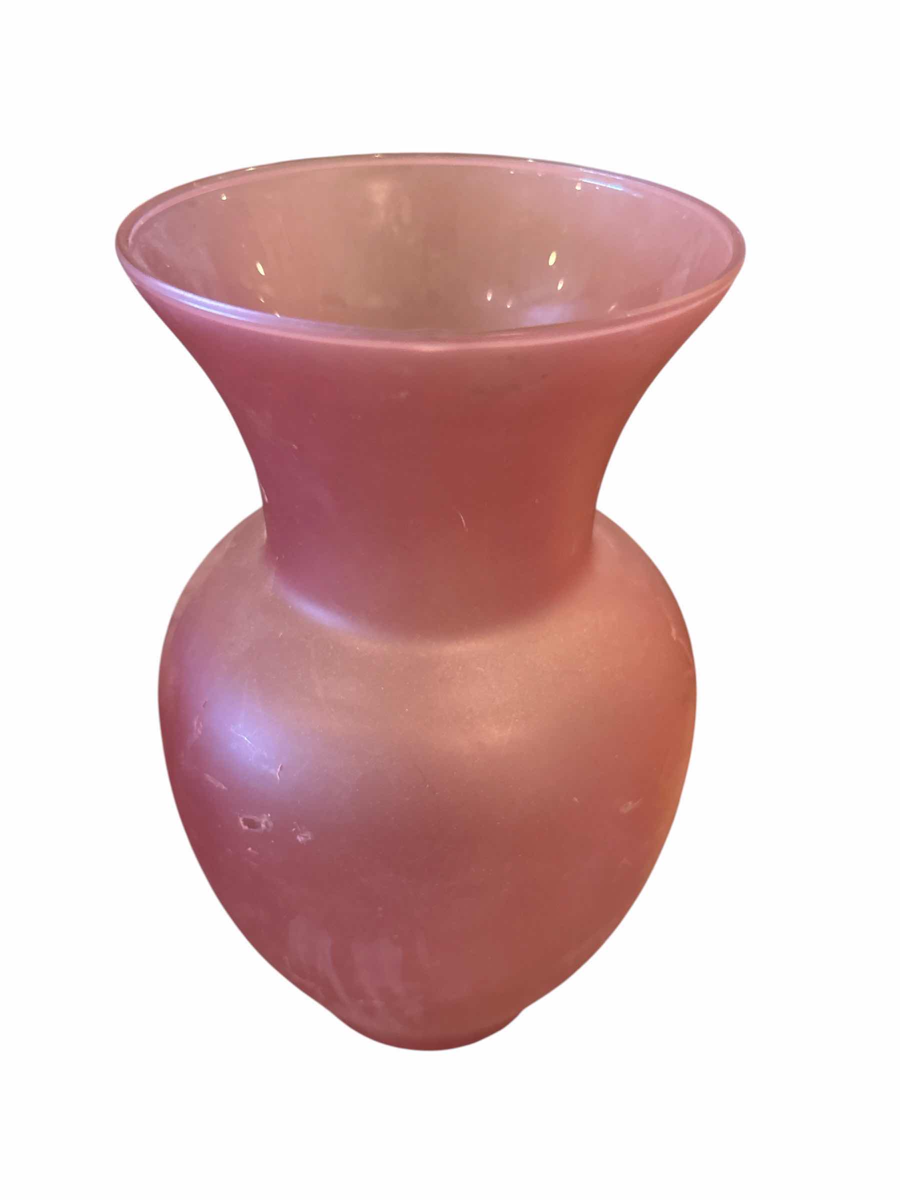 Photo 1 of (2)PCS FROSTED PINK VASES H9”