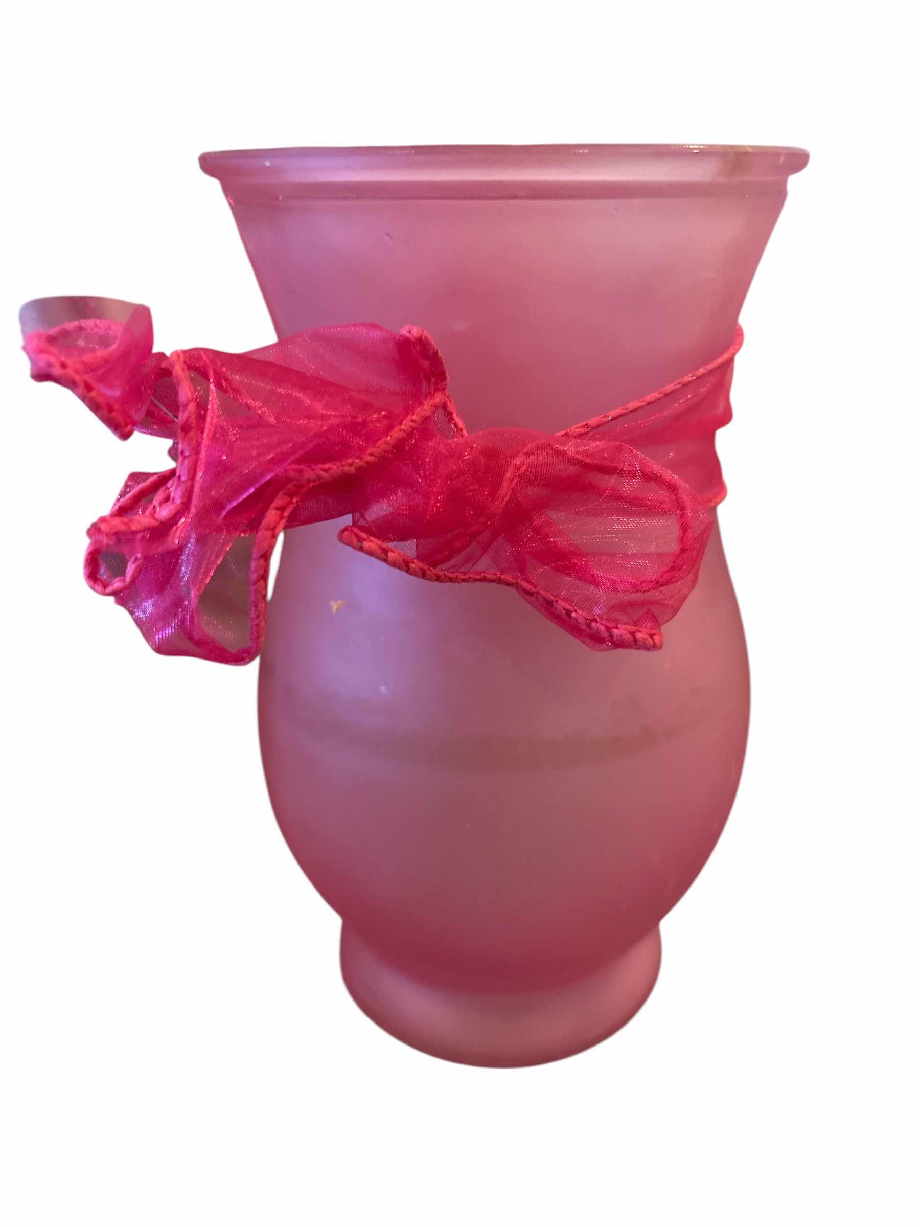 Photo 1 of (2)PCS FROSTED PINK VASES H9”