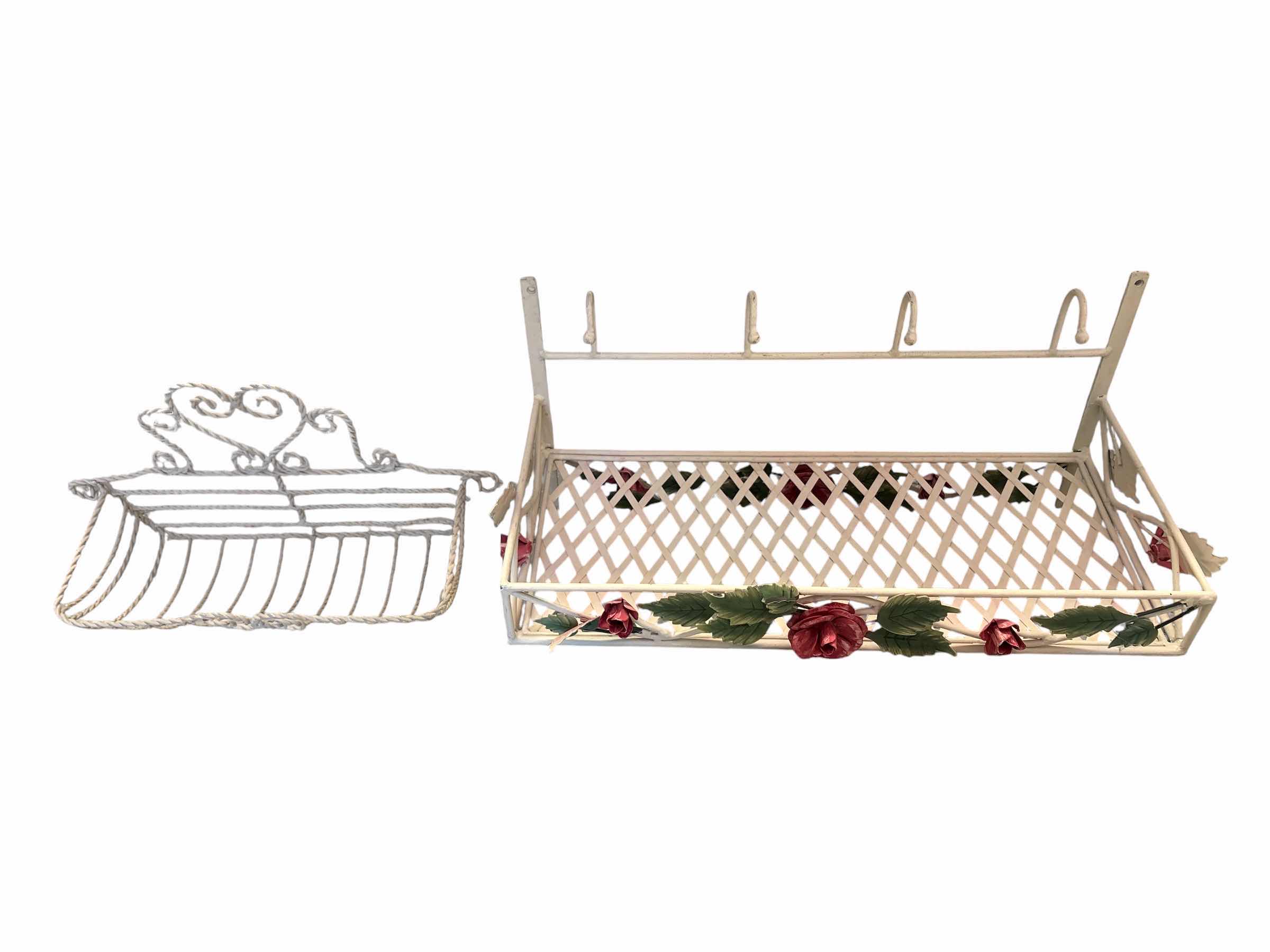 Photo 1 of (2)PCS DECORATIVE WIRE WALL MOUNTS W ROSE ACENTS L22”
