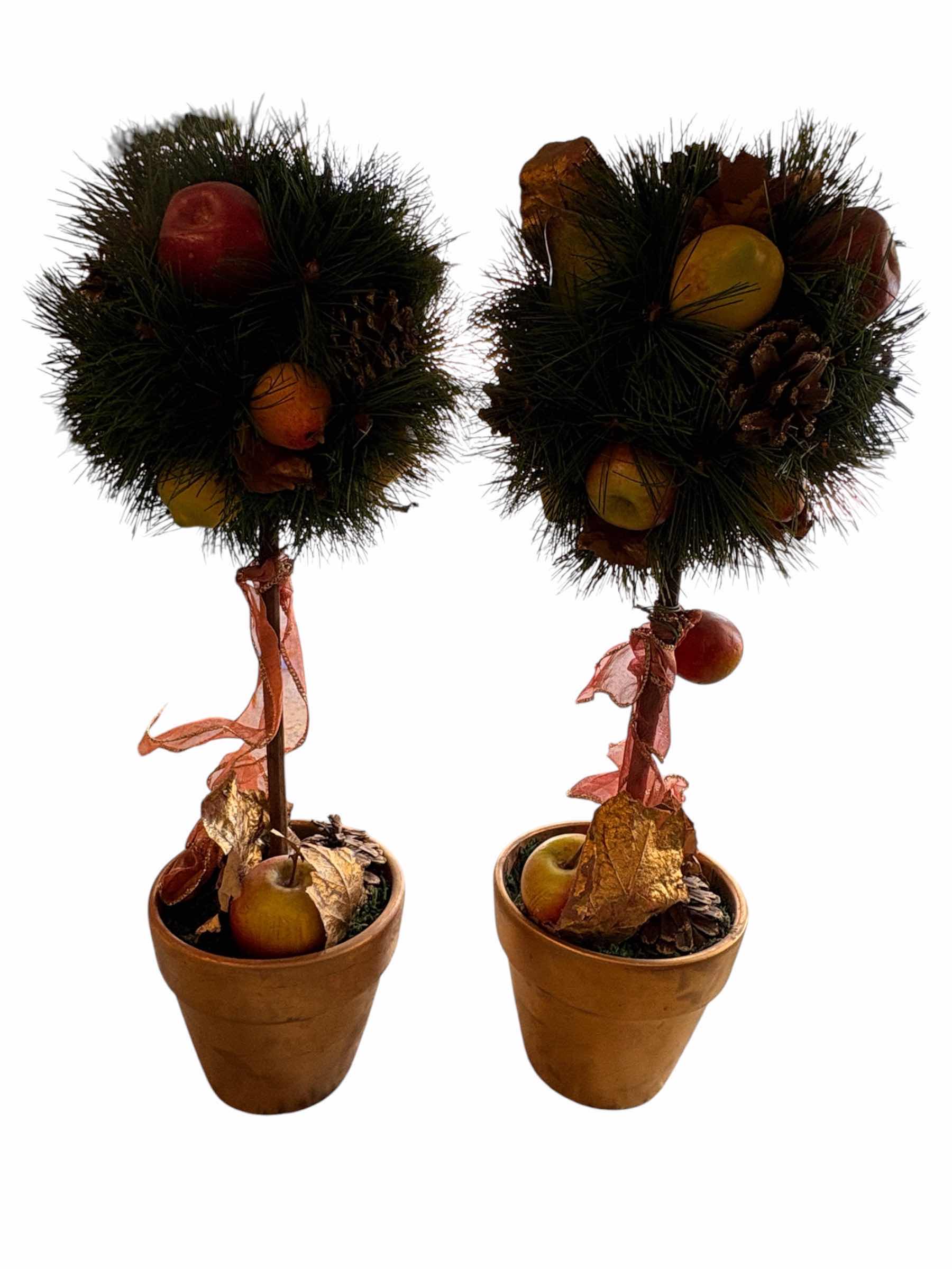 Photo 1 of (3)PCS WILLOW WICKER BASKET & FAUX APPLE TREES H21”