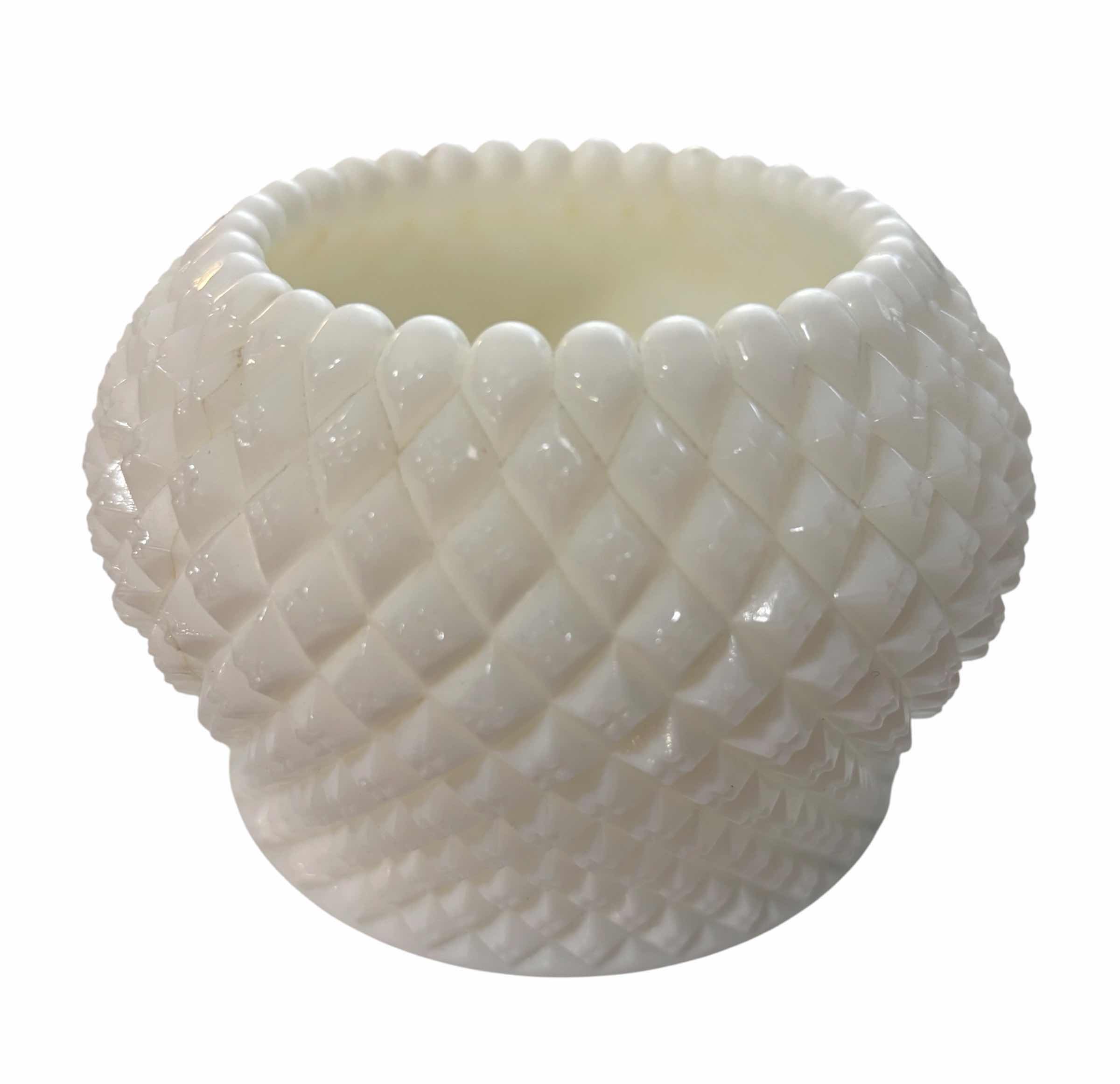 Photo 1 of INDIANA GLASS WHITE MILK GLASS LIDDED CHICKEN CANDY DISH & ROSE BOWL $120