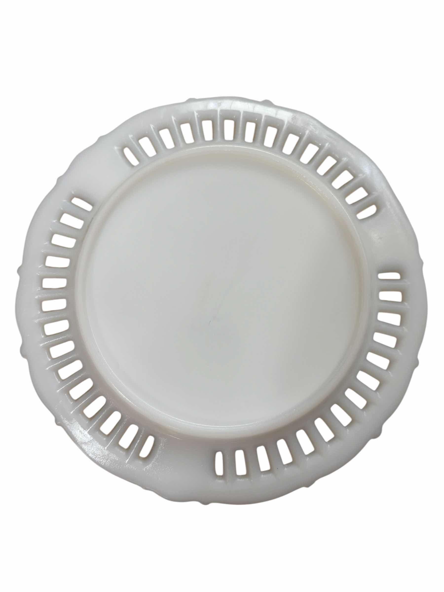 Photo 1 of VINTAGE RETICULATED MILK GLASS DESSERT PLATES (6) D7” $150