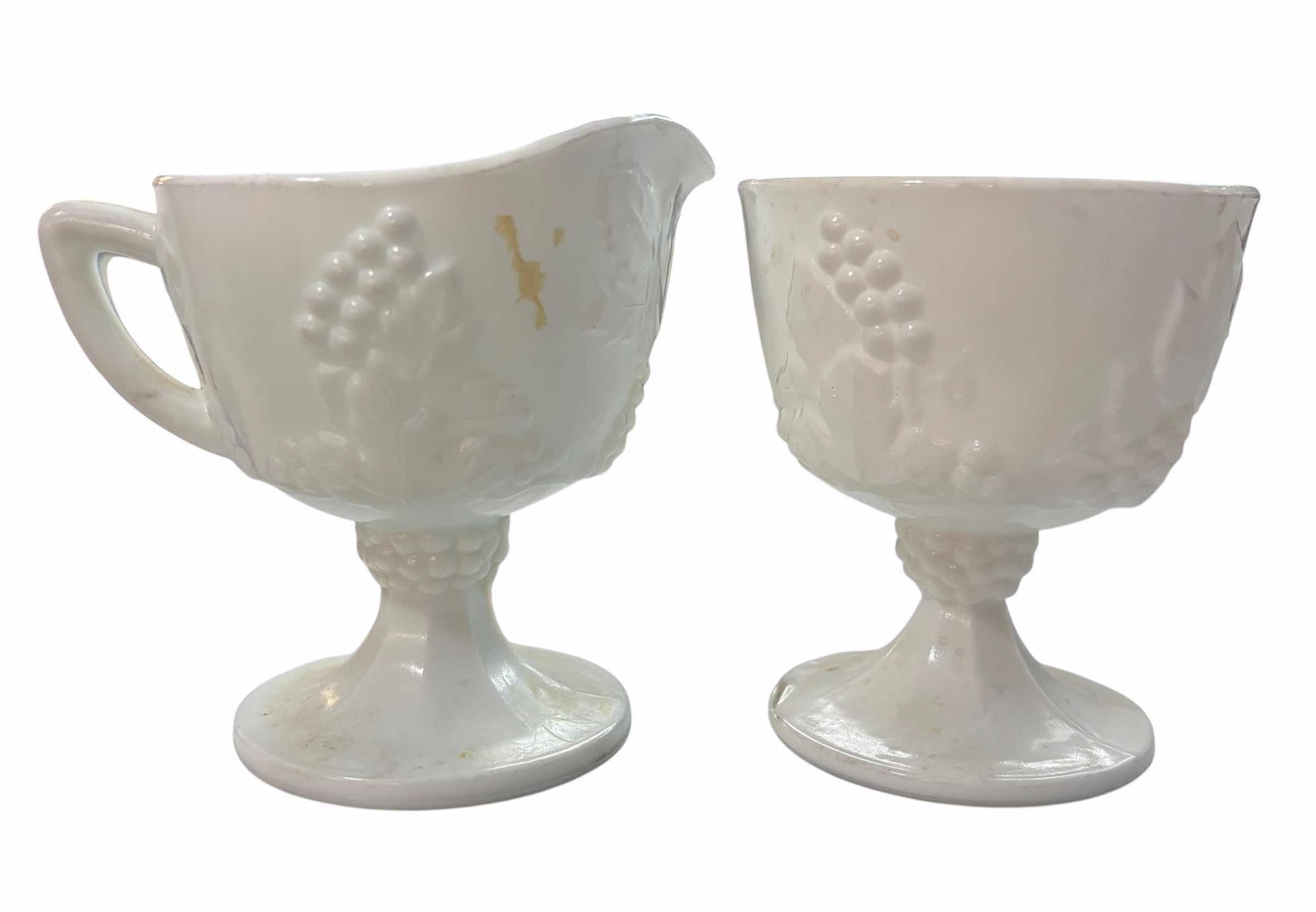Photo 1 of KEMPLE MILK GLASS PLATES (6) D7” & CREAMER & CUP