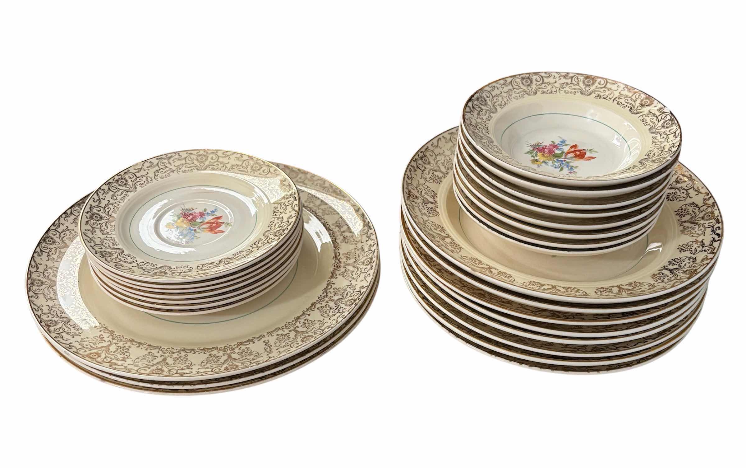 Photo 1 of VINTAGE SALEM CHINA COMPANY 23 KARAT GOLD LETTERING - 26 PIECES