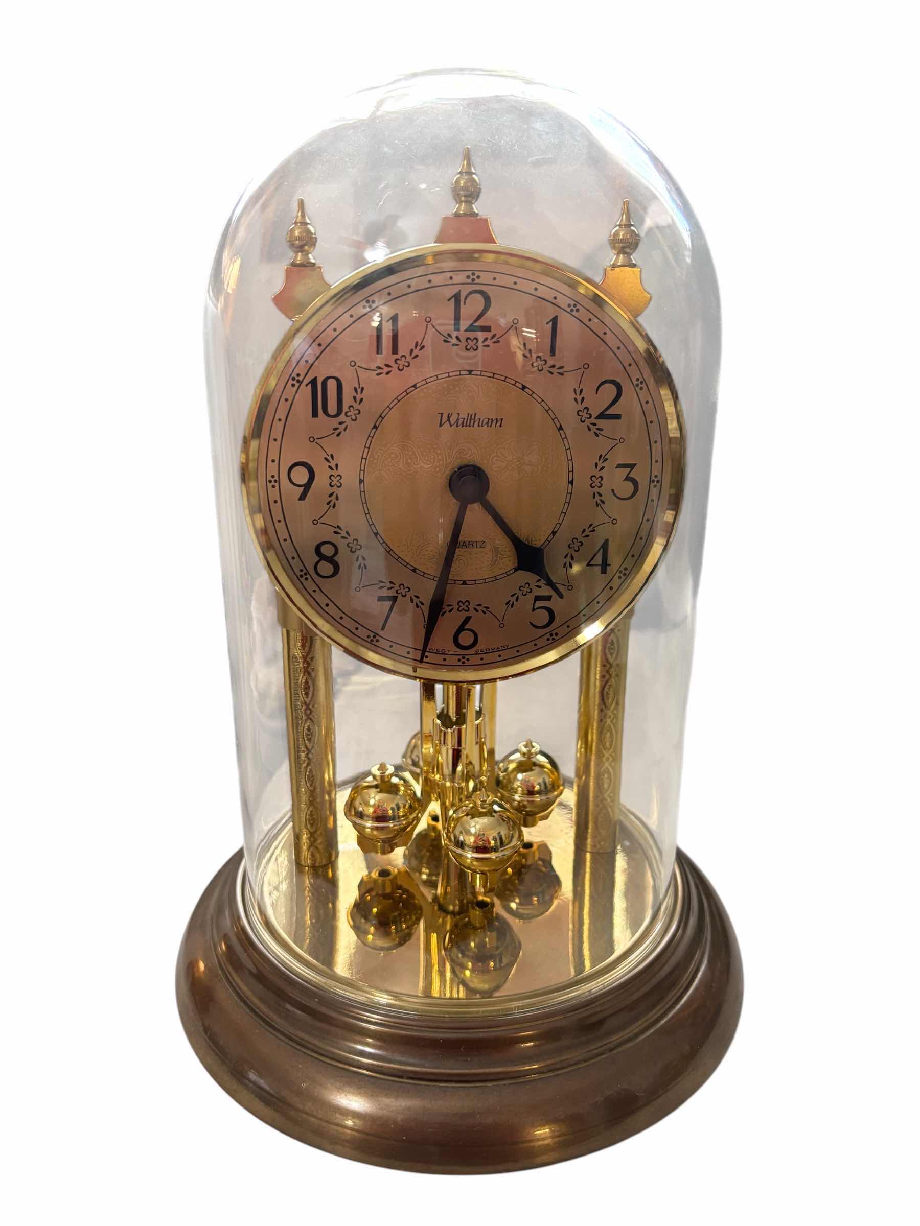 Photo 1 of WALTHAM GLASS DOME MANTEL CLOCK H9” IN ORIGINAL BOX