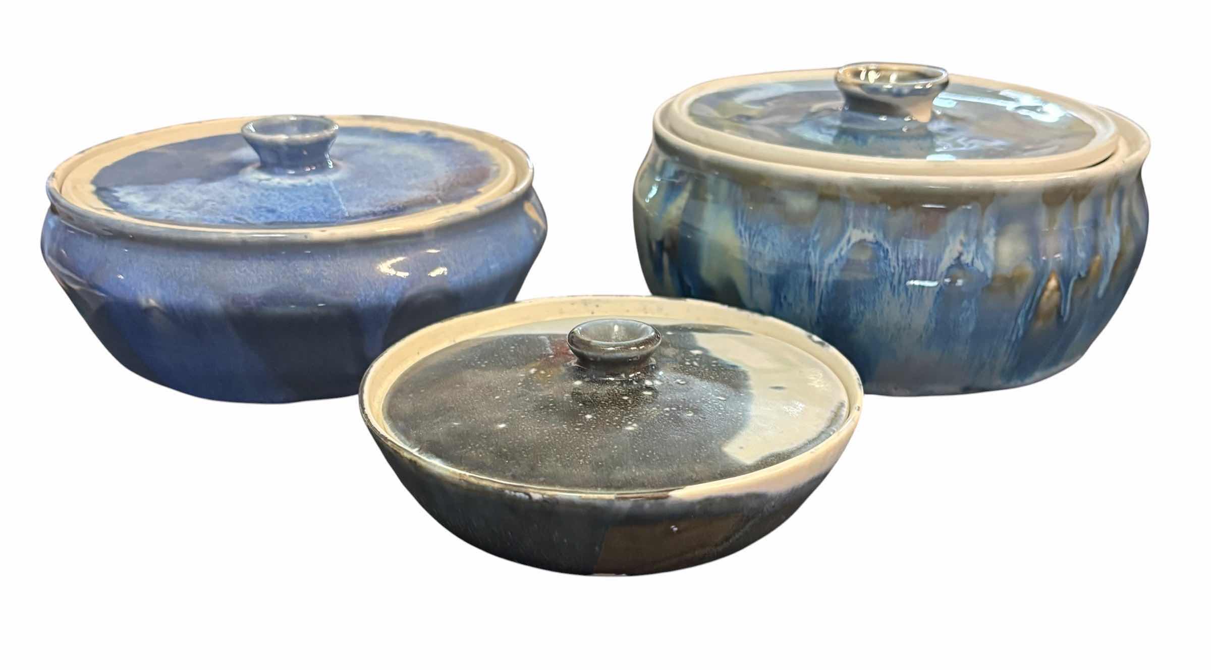 Photo 1 of LIDDED STUDIO POTTERY - 3 PIECES