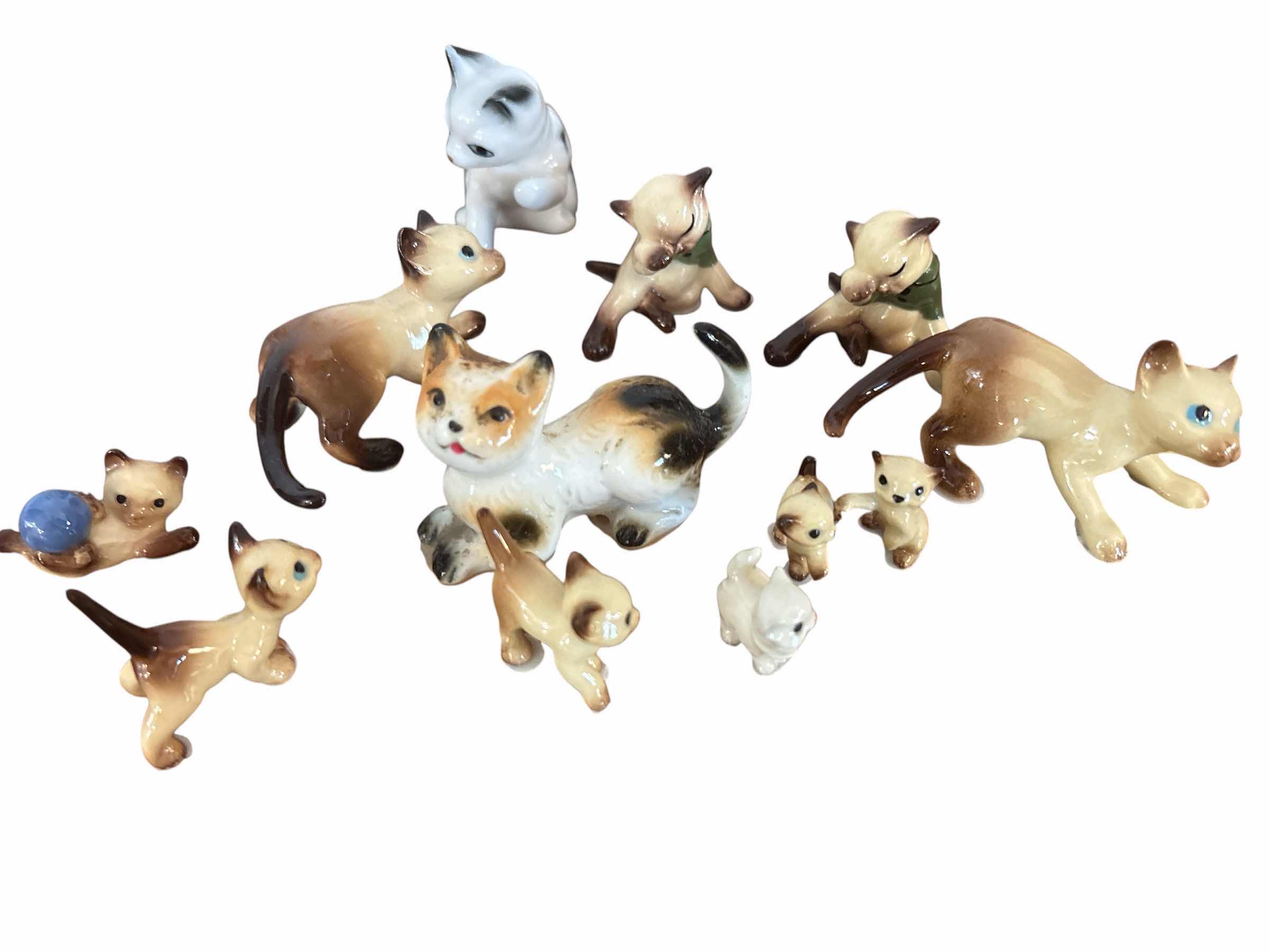 Photo 1 of (12)PCS PORCELAIN CAT FIGURINES H2”