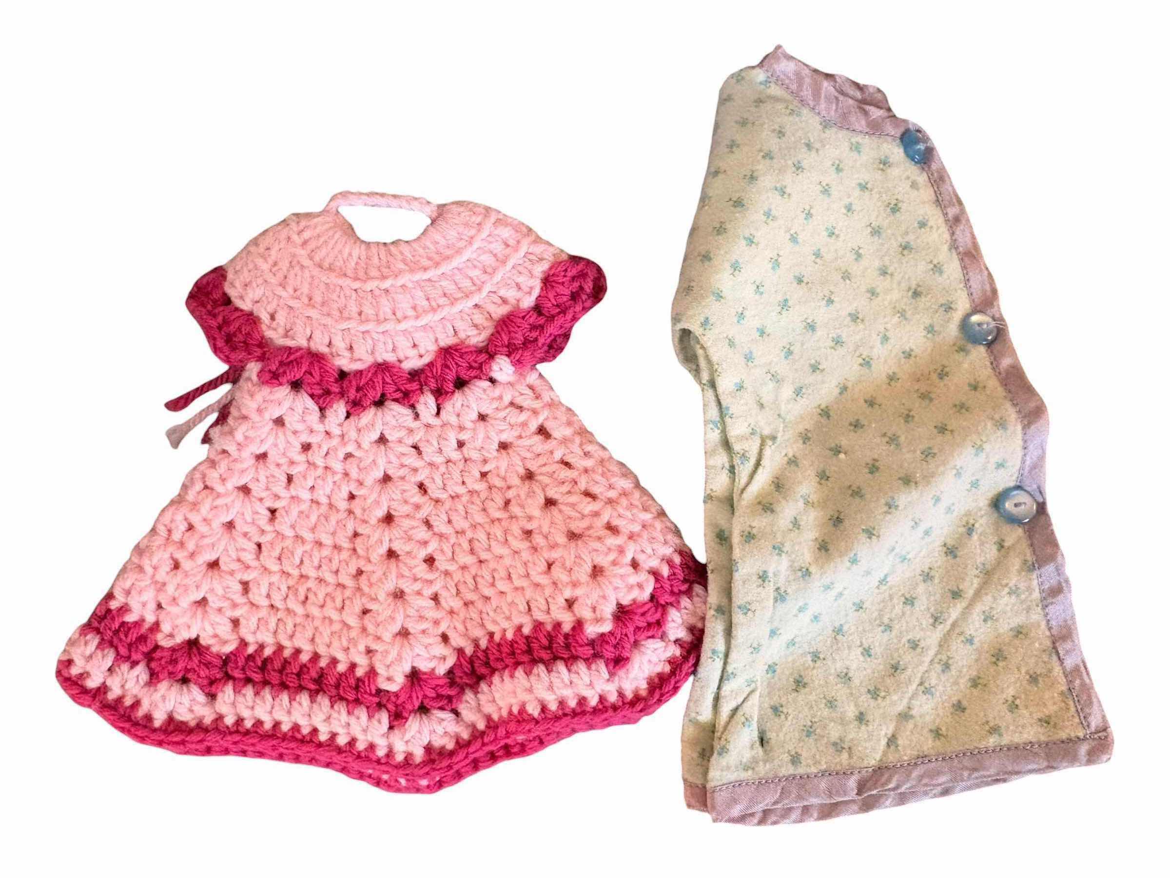 Photo 1 of (2)PCS VINTAGE BABY DOLL CROCHET & FLORAL CLOTHING