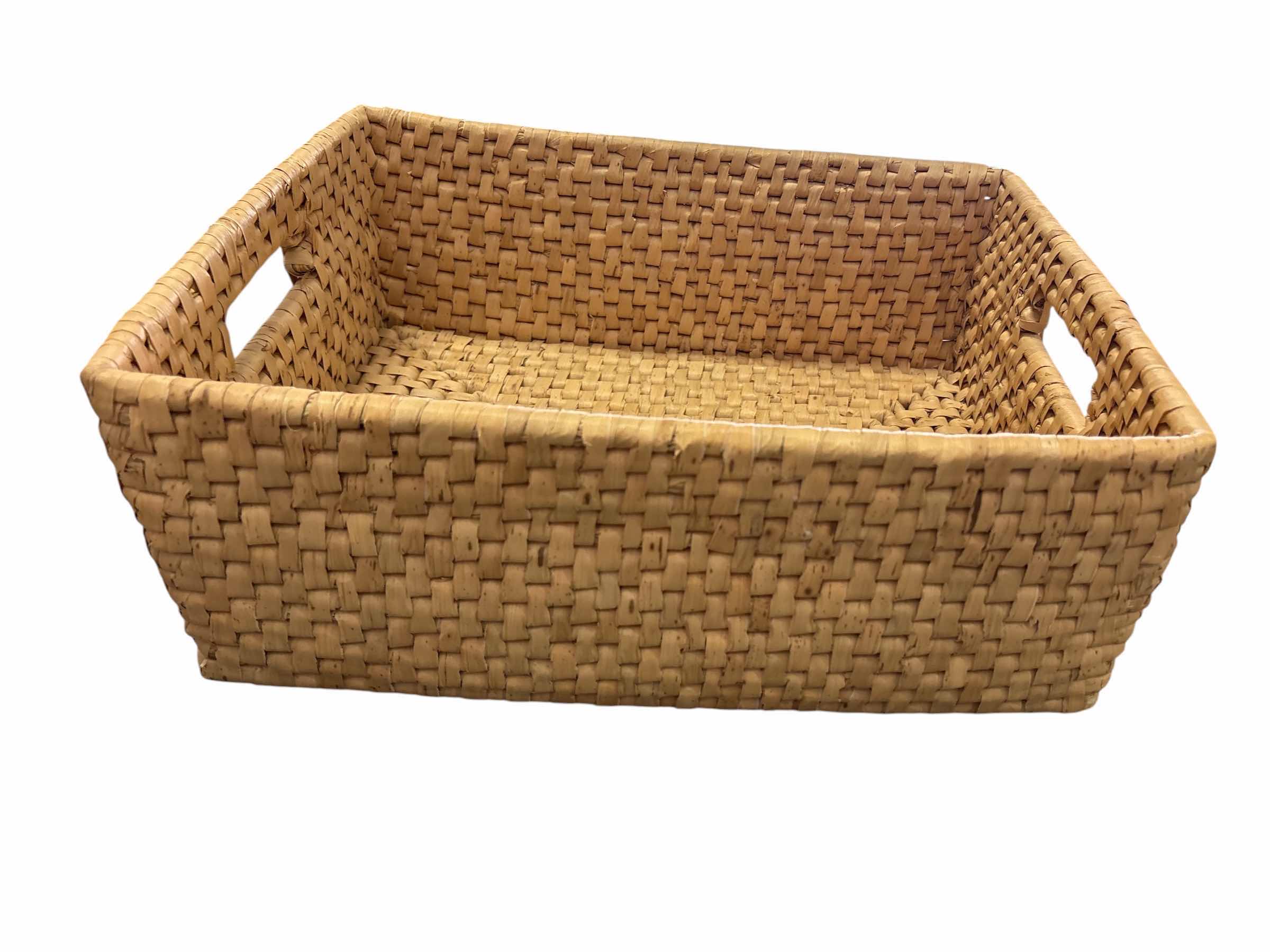 Photo 1 of (3)PCS RATTAN STORAGE BASKETS 16.5”X12.5”H6”