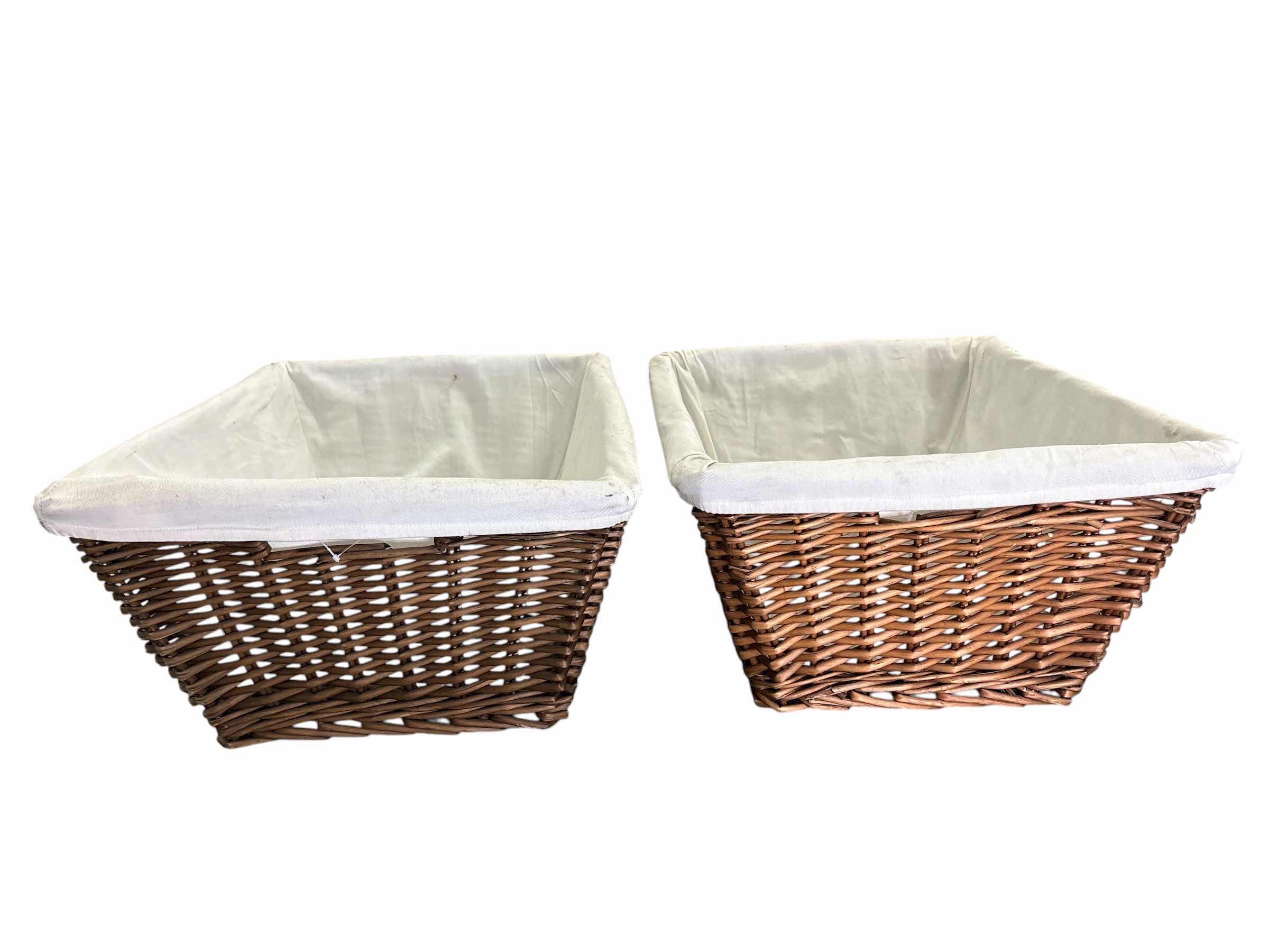 Photo 1 of (2)PCS RUSTIC WICKER BASKETS W LINER 22”X17.5”H10.5