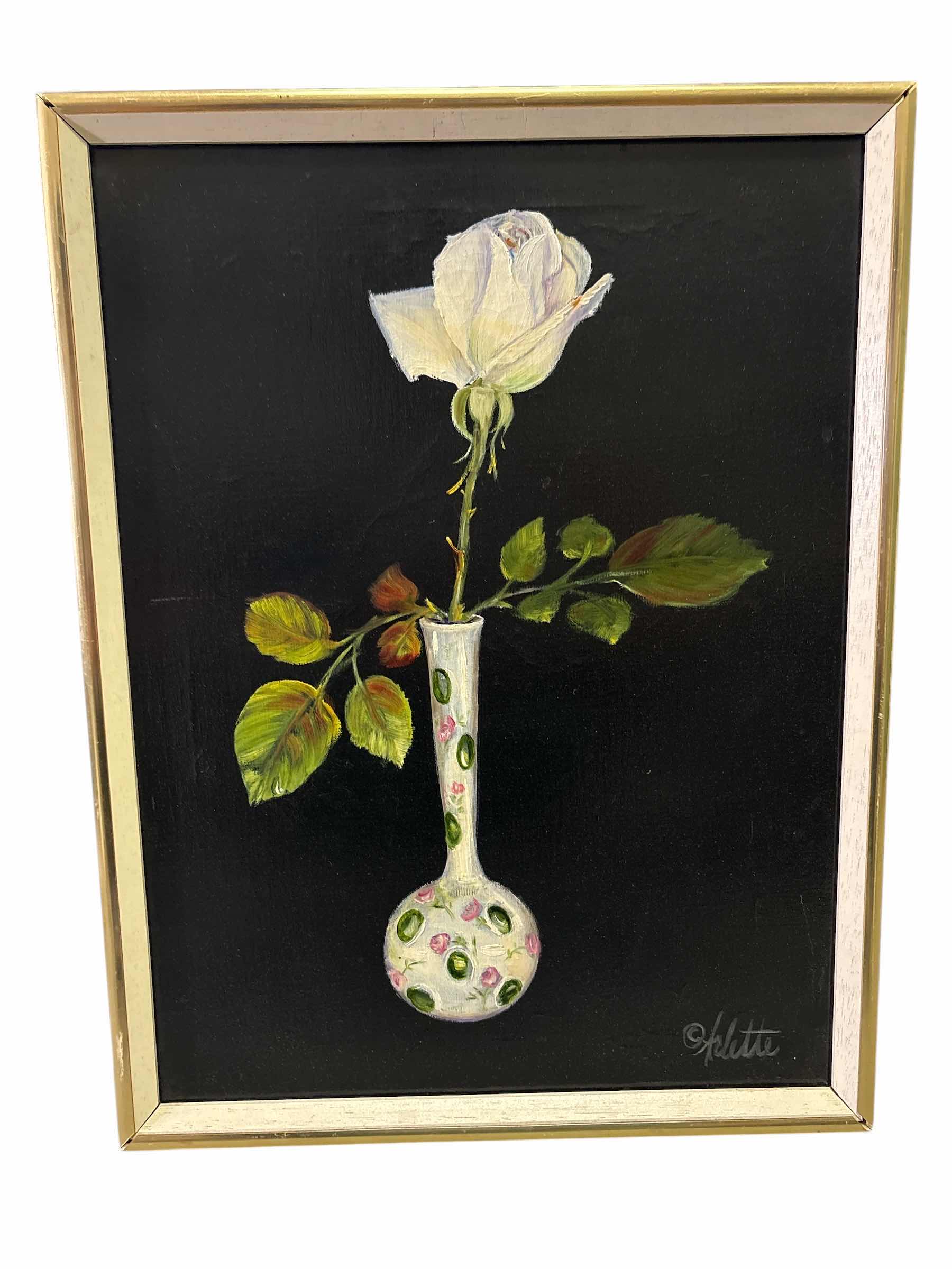 Photo 1 of VINTAGE FRAMED ART ORIGINAL OIL PAINTING ON CANVAS “VIRGO ROSE” SIGNED BY ARLETTE EDWARDS #2331 13”X17.5” $1400
