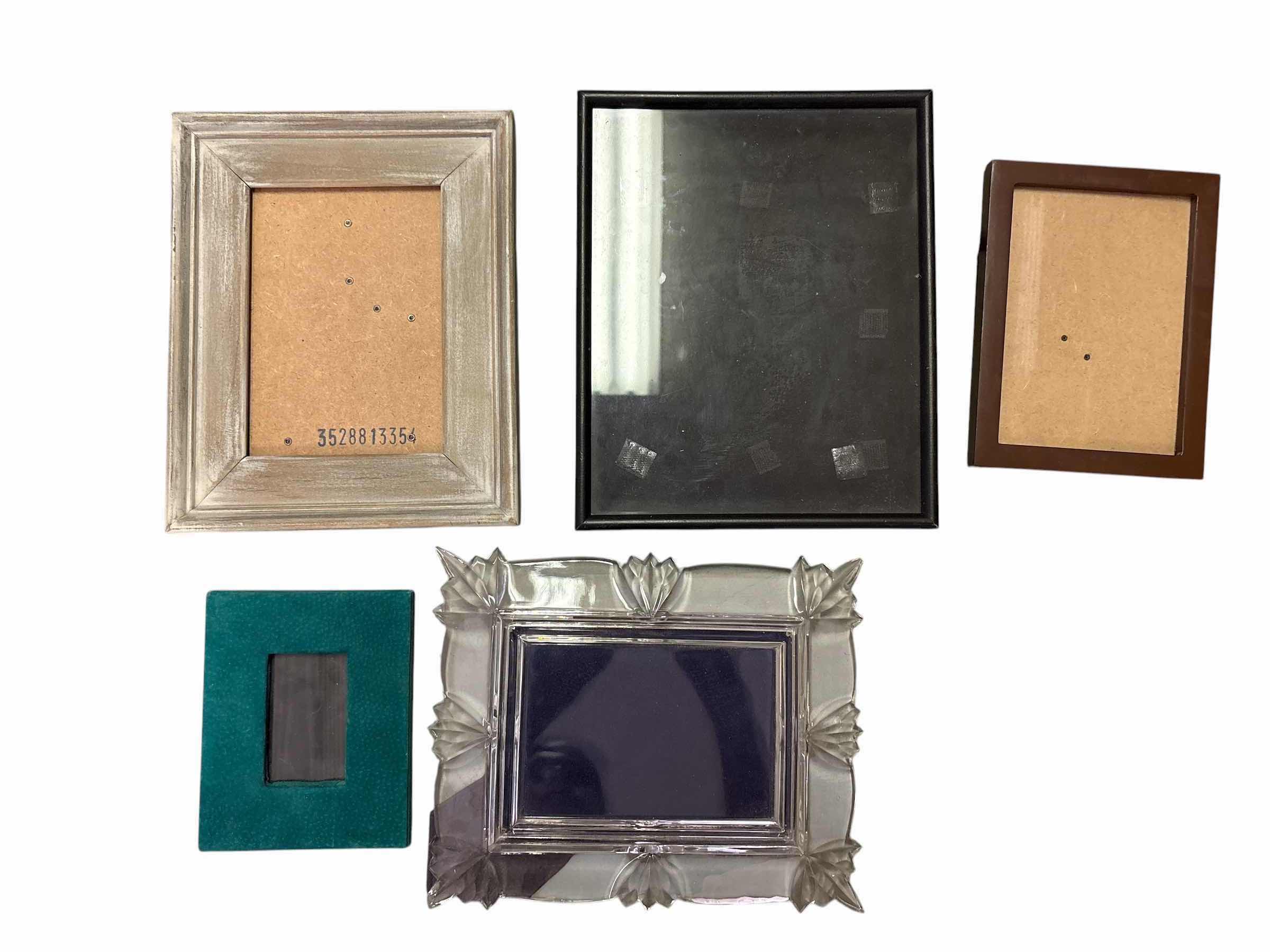 Photo 1 of (8)PCS VINTAGE PICTURE FRAMES-INCLUDING NEIMAN MARCUS VELVET GREEN FRAME TALLEST H15”