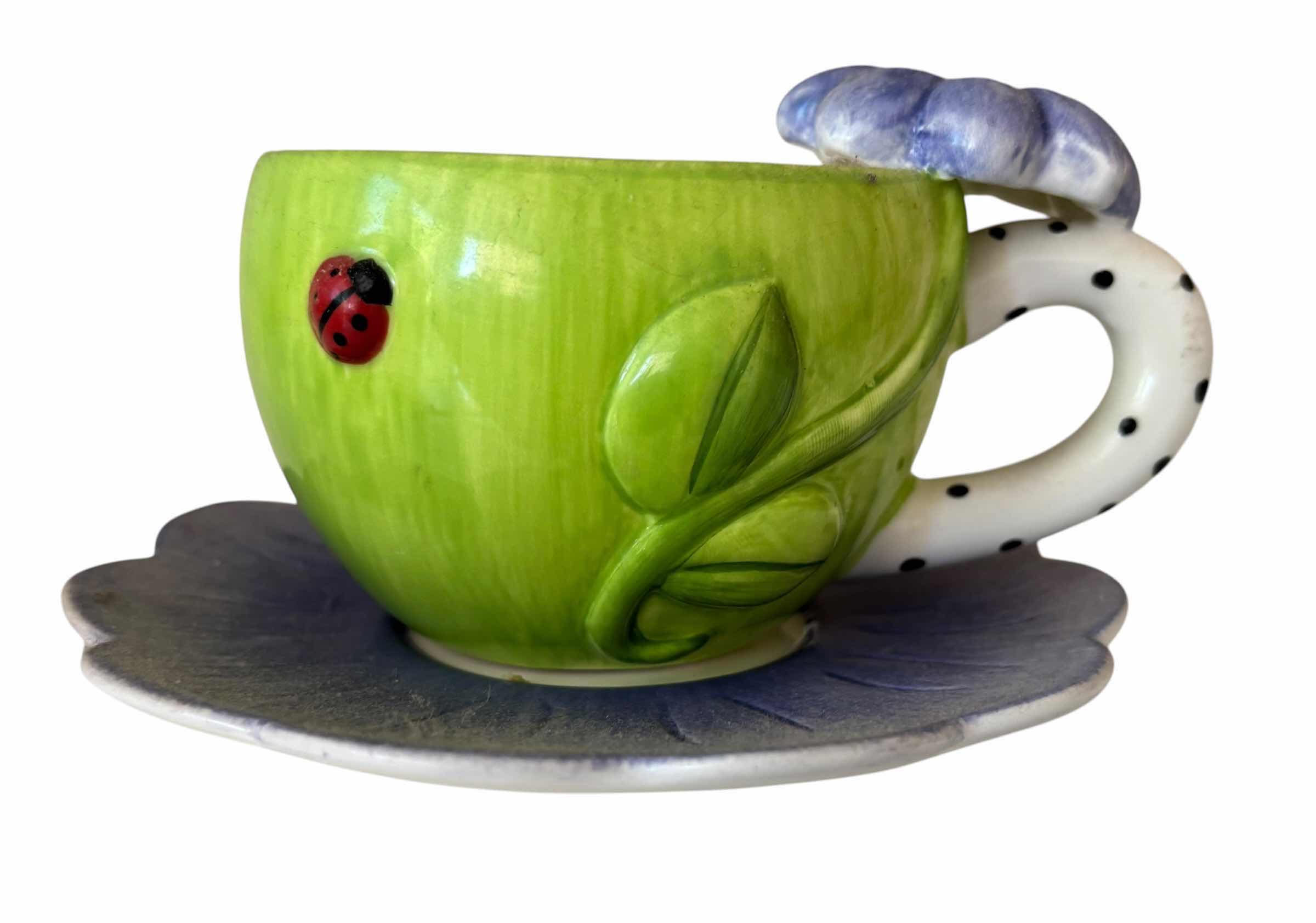 Photo 1 of INTERAMERICAN PORCELAIN TEAPOT & DECORATIVE TEA CUPS & SAUCERS (2)