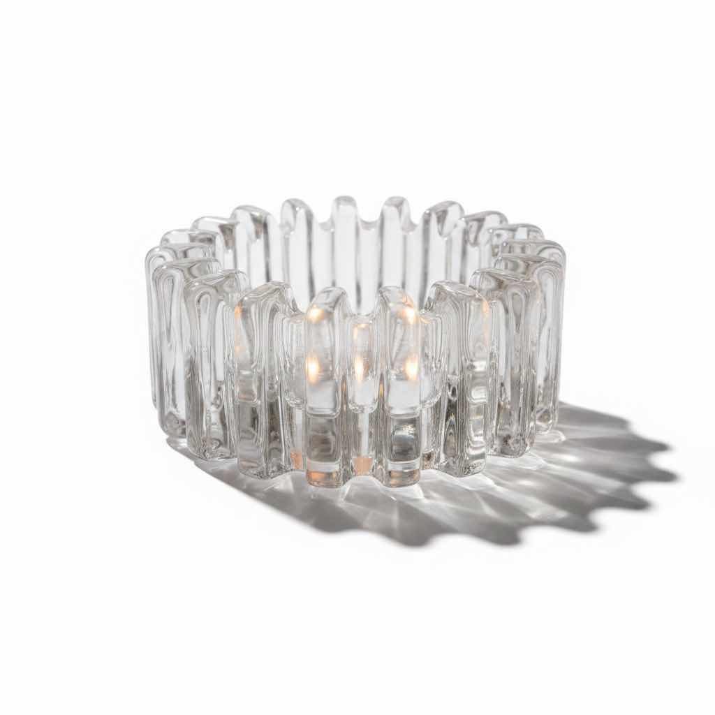 Photo 1 of VINTAGE HEAVY GLASS ASHTRAY 5”D