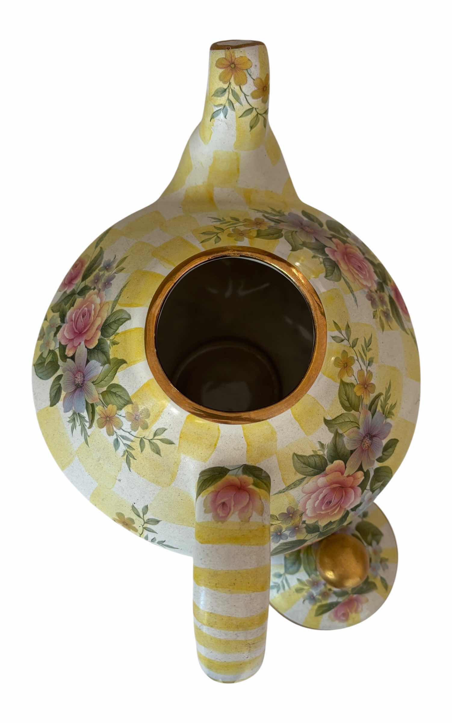 Photo 1 of MACKENZIE-CHILDS LEMON CURD PATTERN TEAPOT & MATCHING SAUCER