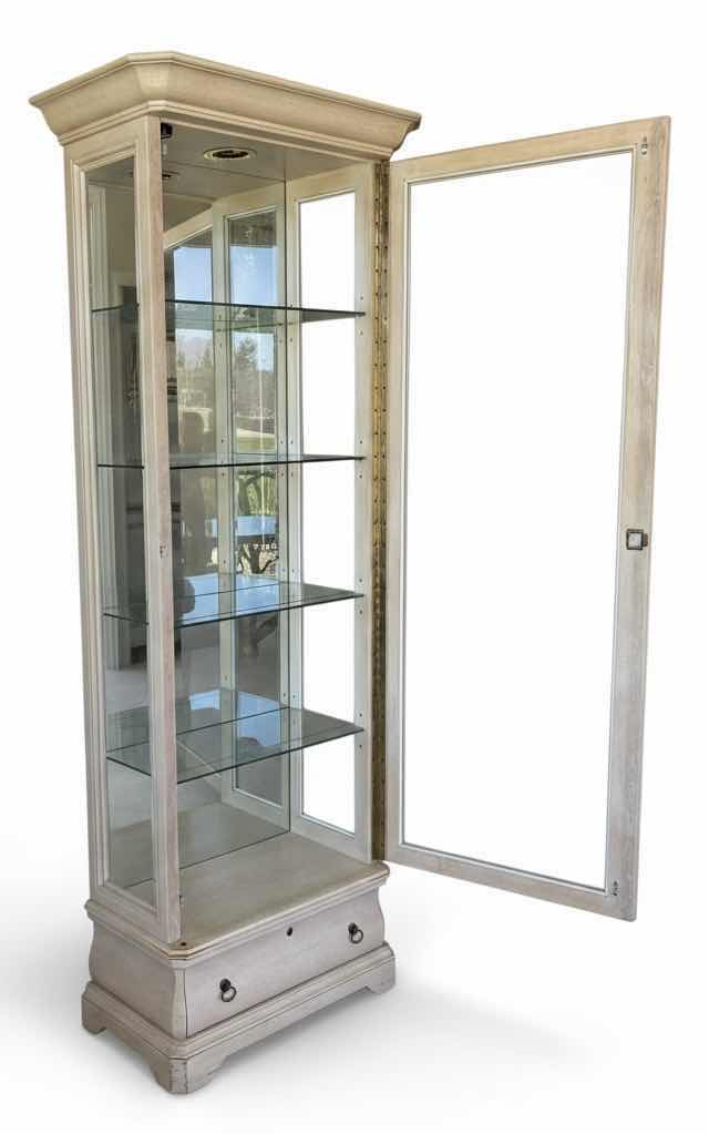 Photo 1 of CURIO CABINET WITH 4 GLASS SHELVES & KEY TO DOOR LOCK 13” X 25” X 77”H