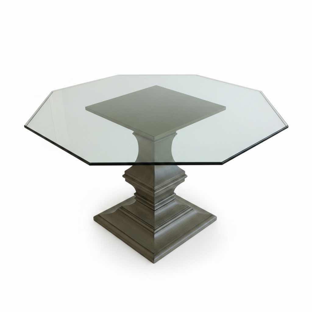 Photo 1 of PEDESTAL DINING TABLE WITH GLASS TOP 48” X 48” X 29”H $1400