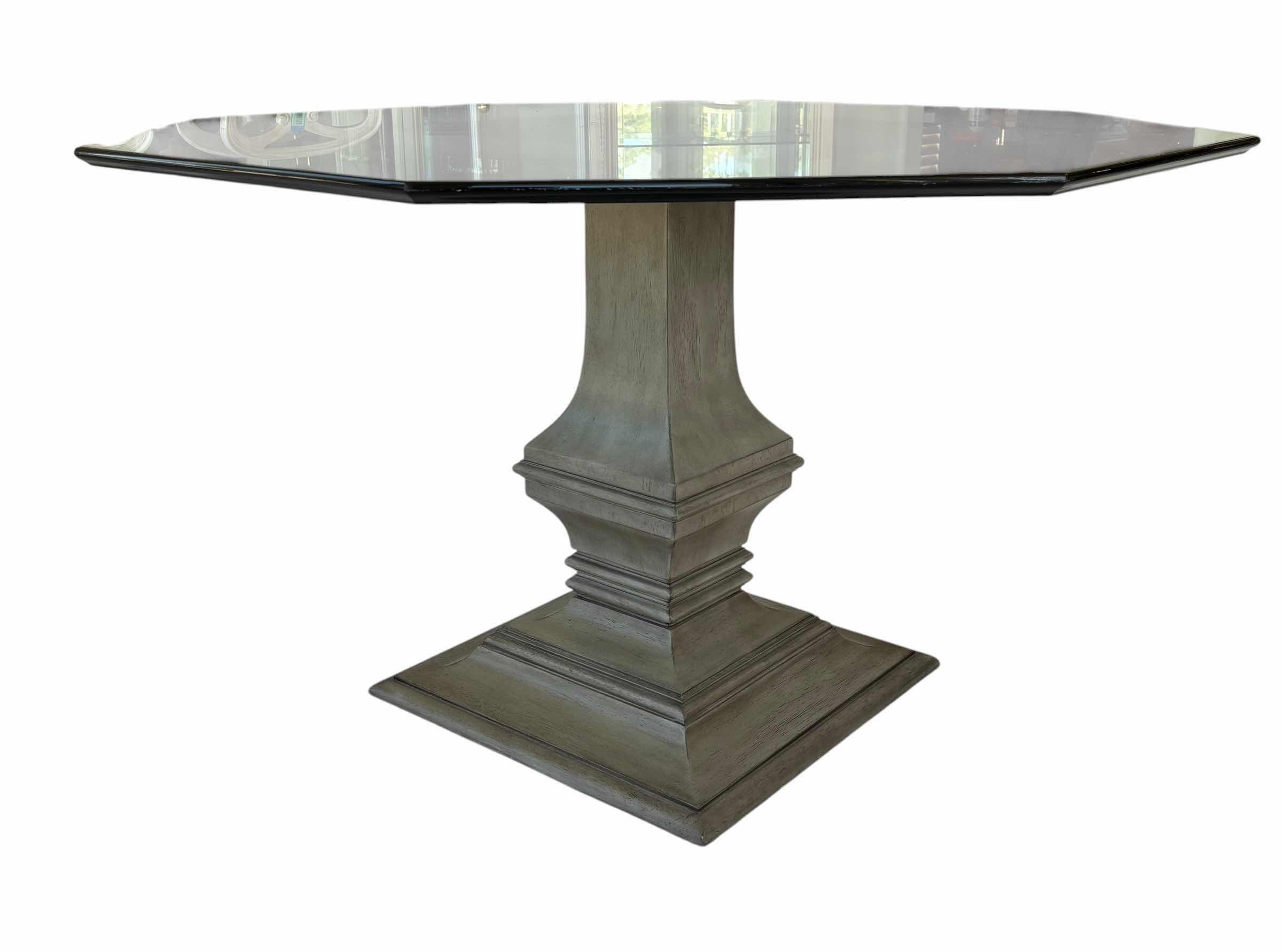 Photo 1 of PEDESTAL DINING TABLE WITH GLASS TOP 48” X 48” X 29”H $1400