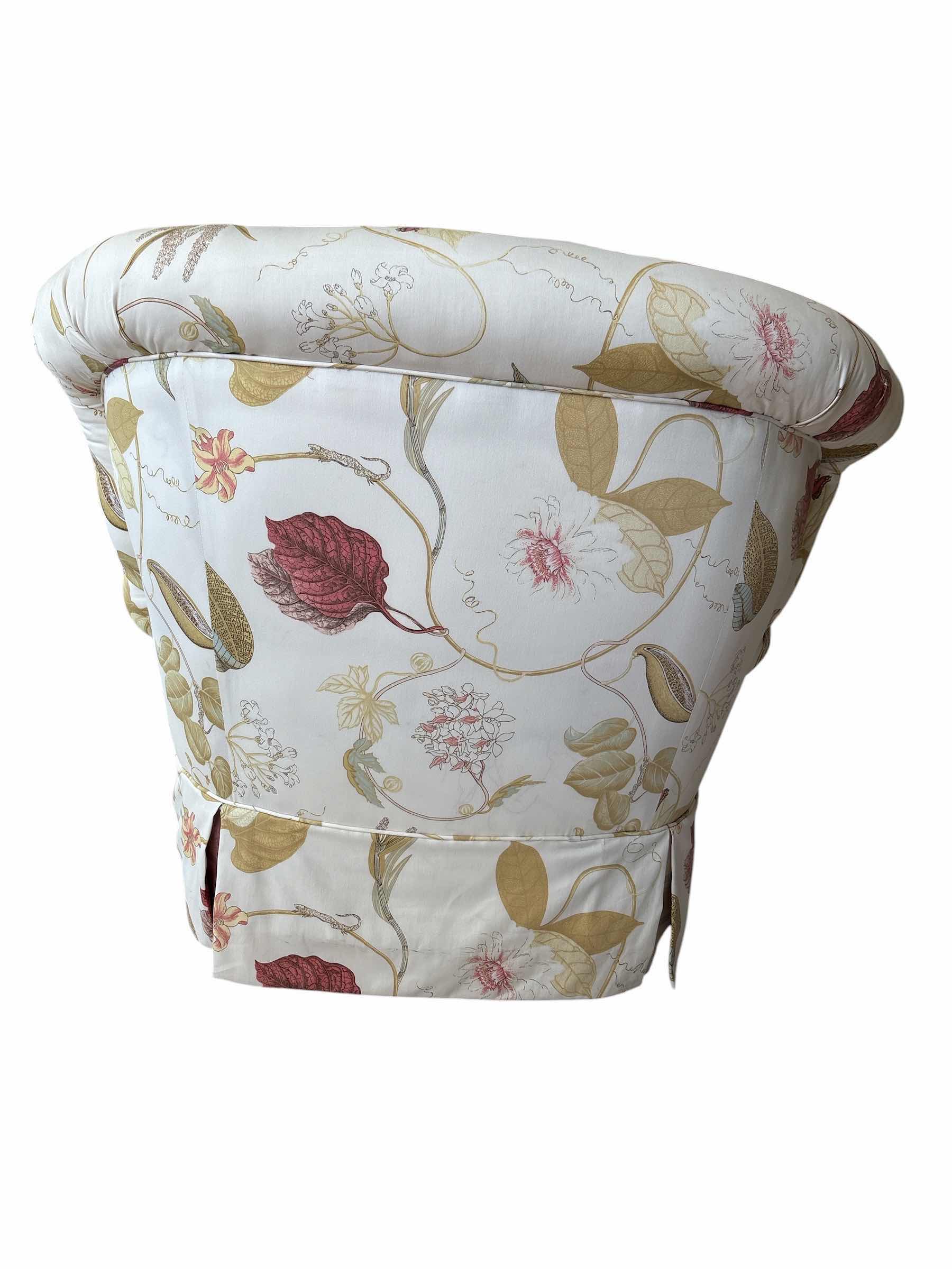 Photo 1 of VINTAGE ARMCHAIR W FLORAL CHINTZ FABRIC AND MATCHING SKIRTED BASE H33” $625