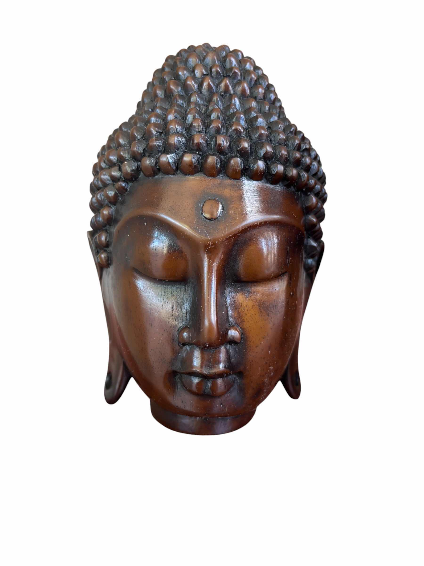 Photo 1 of DECORATIVE BUDDHA HEAD SCULPTURES (3) H5.5”