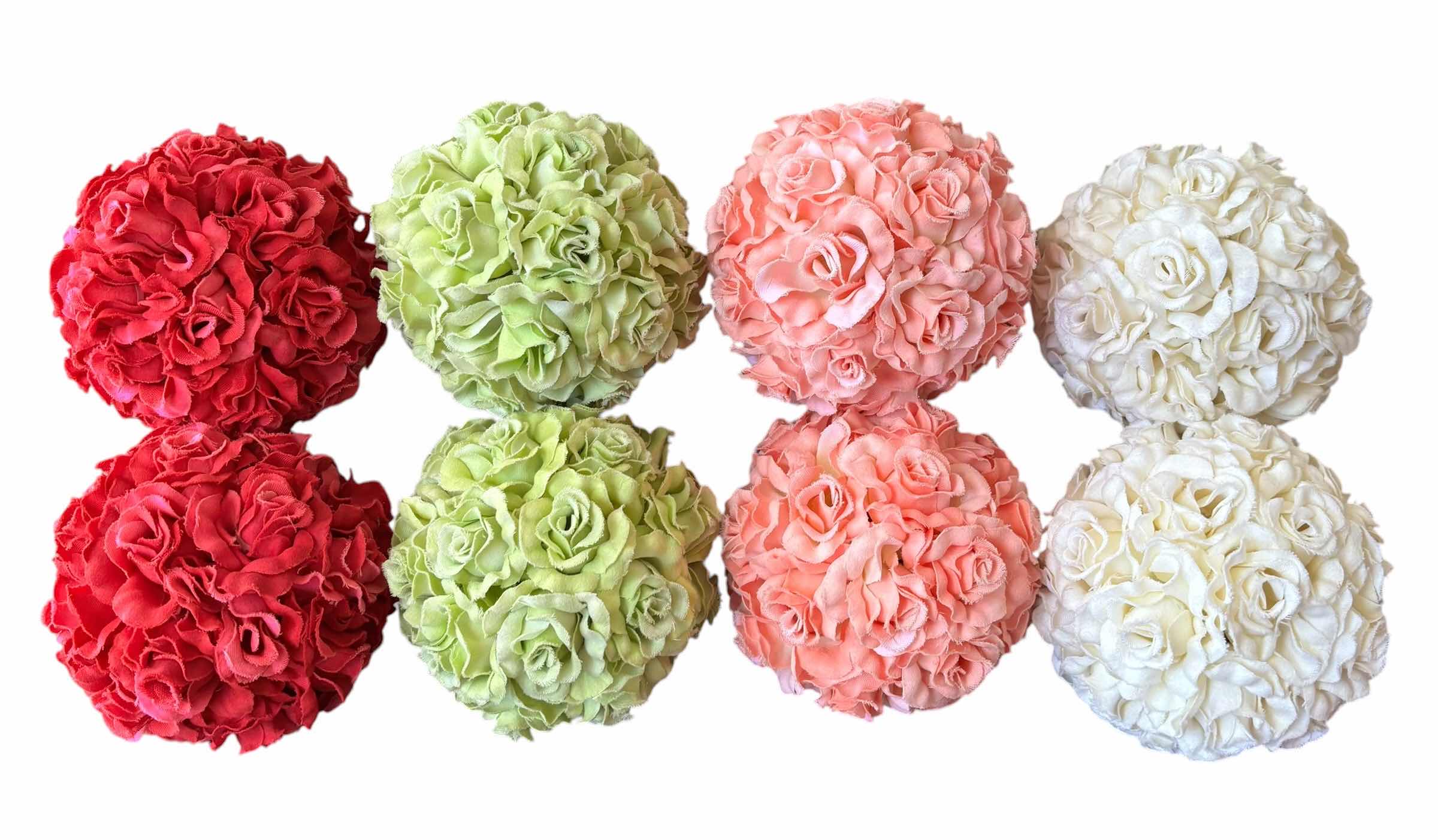 Photo 1 of DECORATIVE ARTIFICIAL ROSE KISSING BALLS (8) 4”D