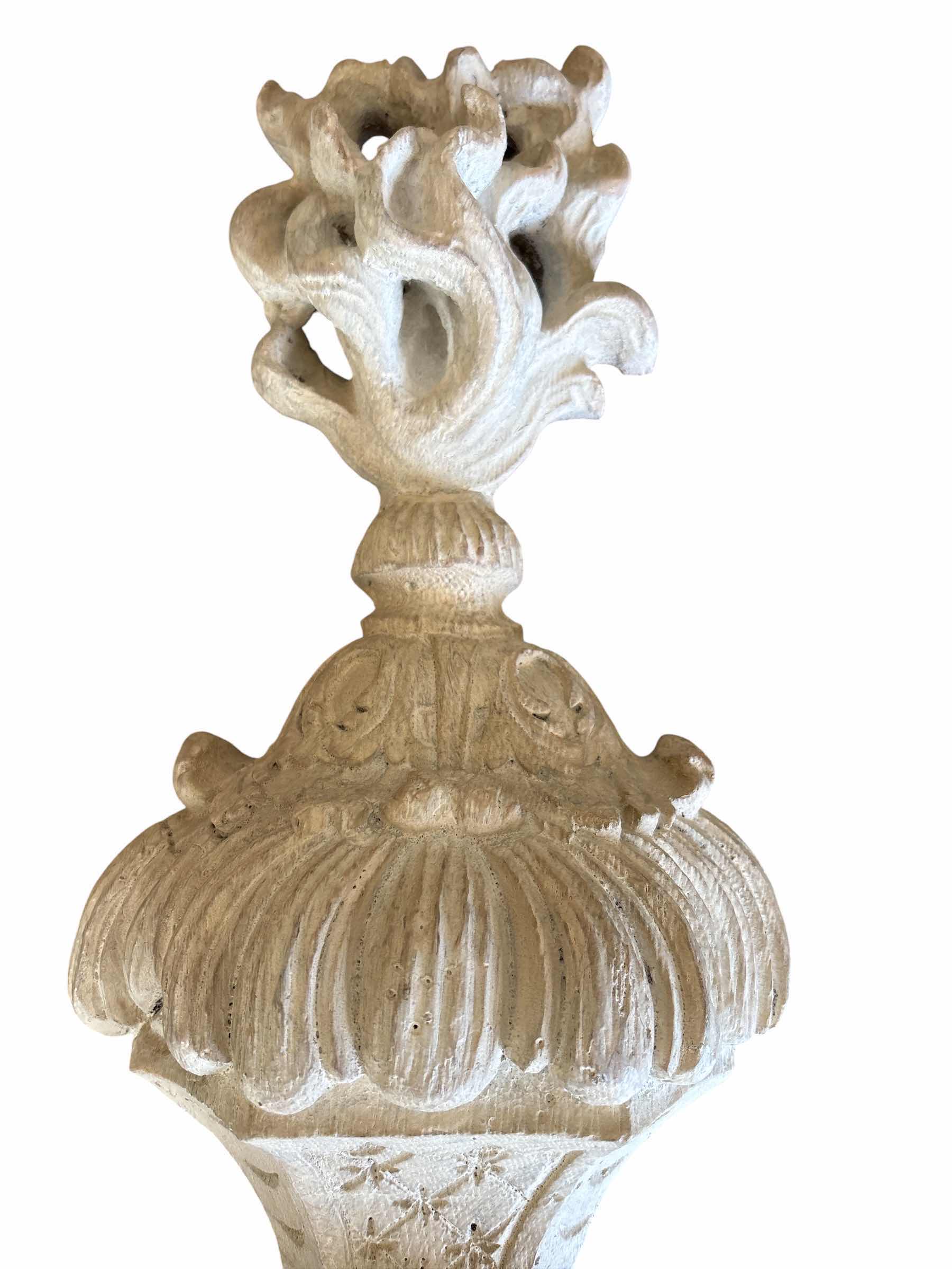 Photo 1 of WHITE NEOCLASSICAL STYLE WALL FINIAL W DECORATIVE FLAME SCULPTURE H20”