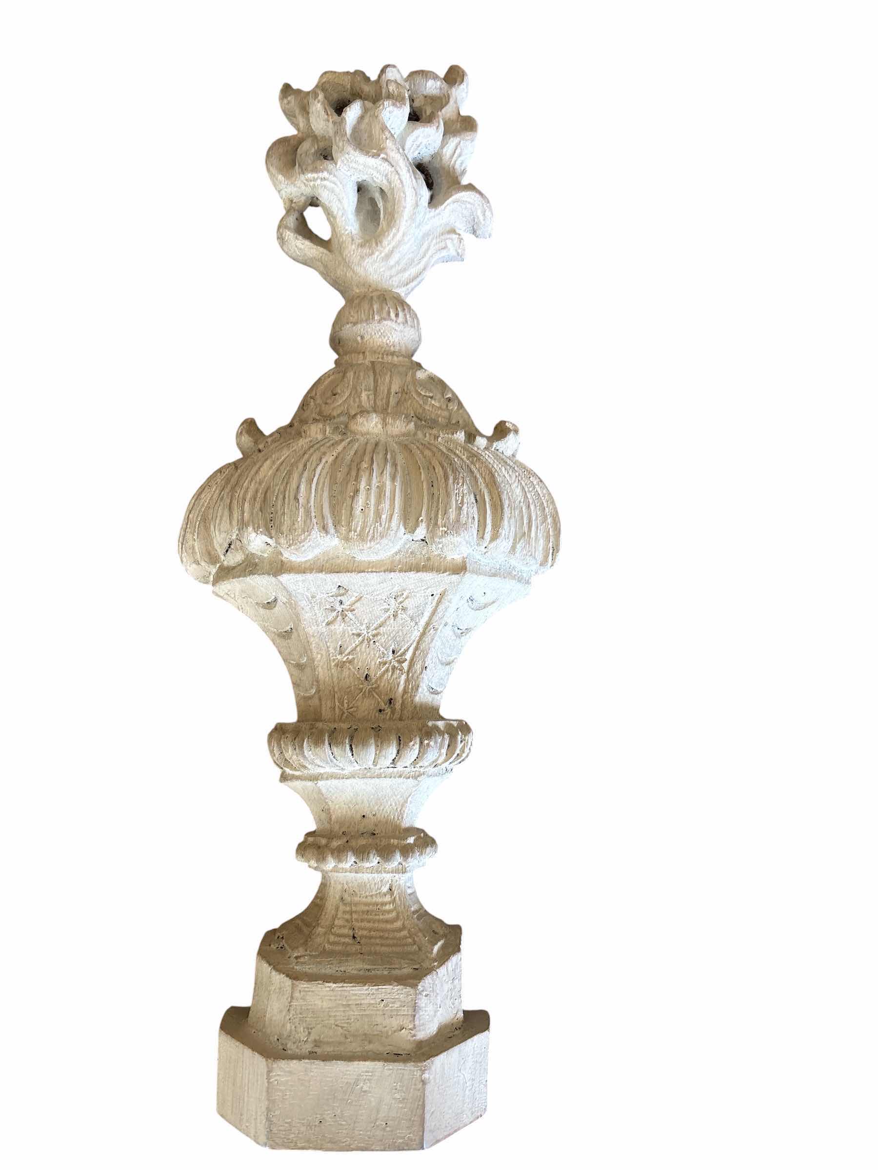 Photo 1 of WHITE NEOCLASSICAL STYLE WALL FINIAL W DECORATIVE FLAME SCULPTURE H20”