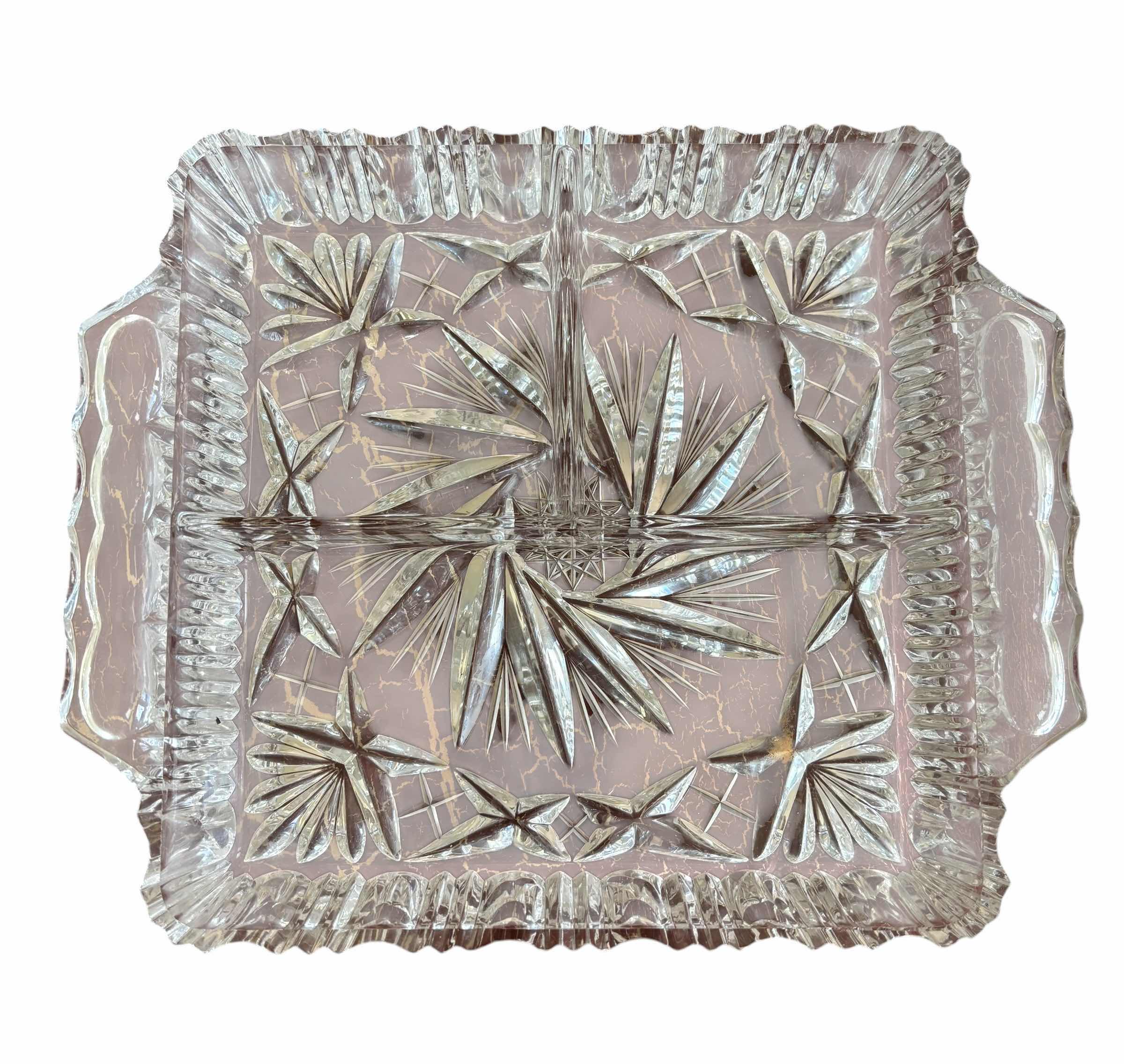 Photo 1 of GLASS SERVING DISHES (2) & CRYSTAL COMPOTE CANDY DISH