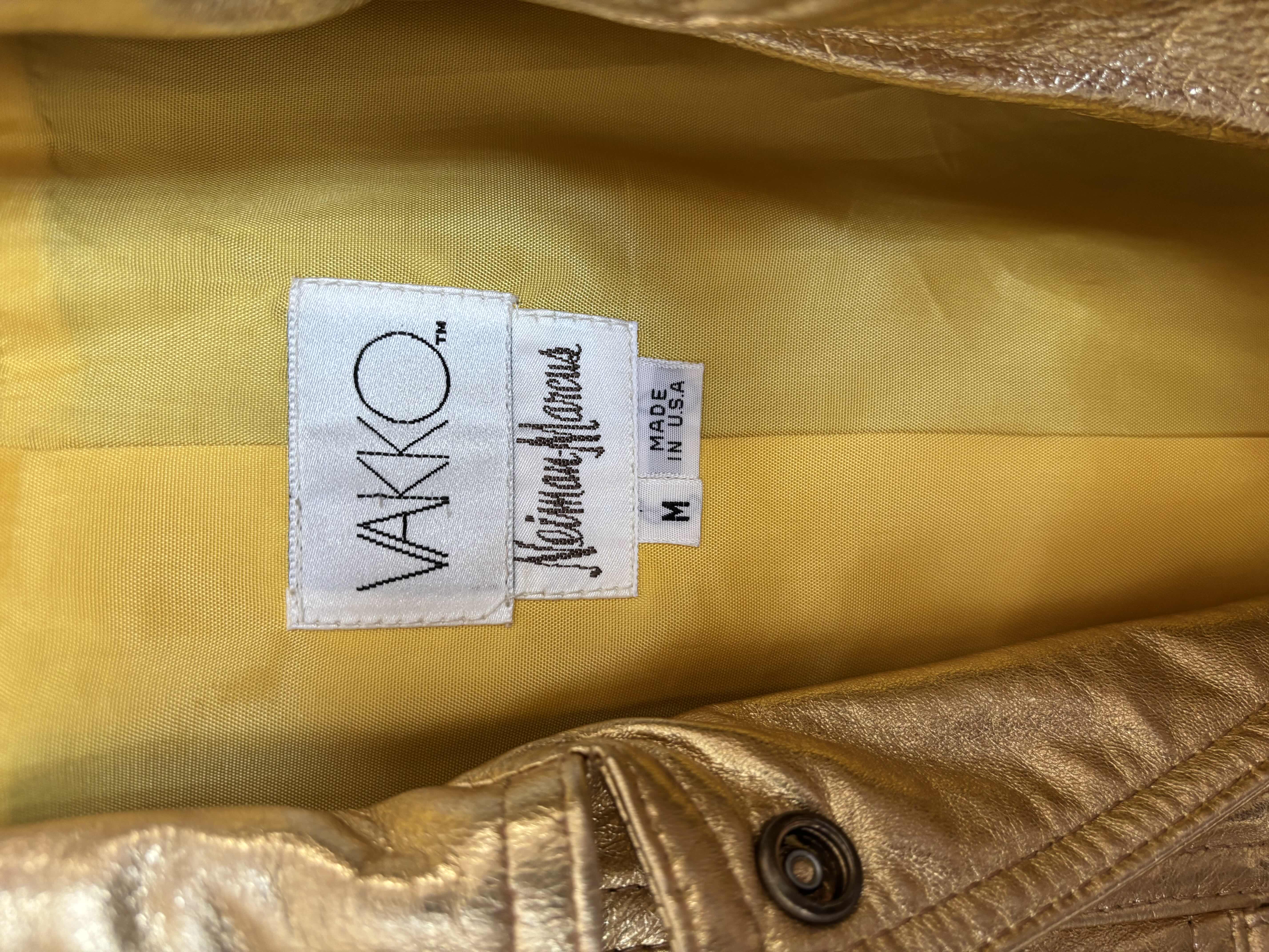 Photo 1 of VINTAGE VAKKO GOLD LEATHER JACKET SIZE M