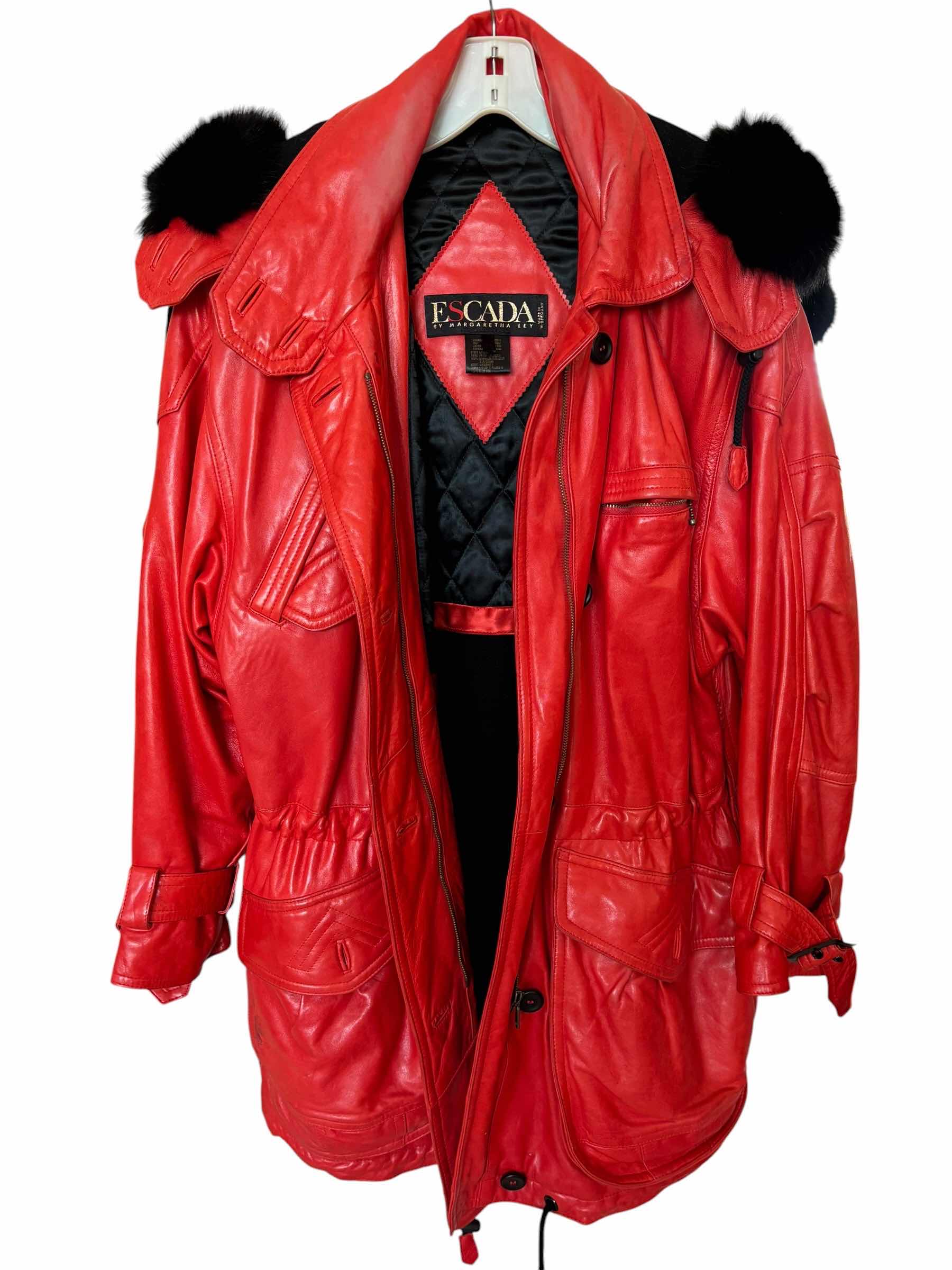 Photo 1 of VINTAGE ESCADA LEATHER PARKA COAT SIZE 38