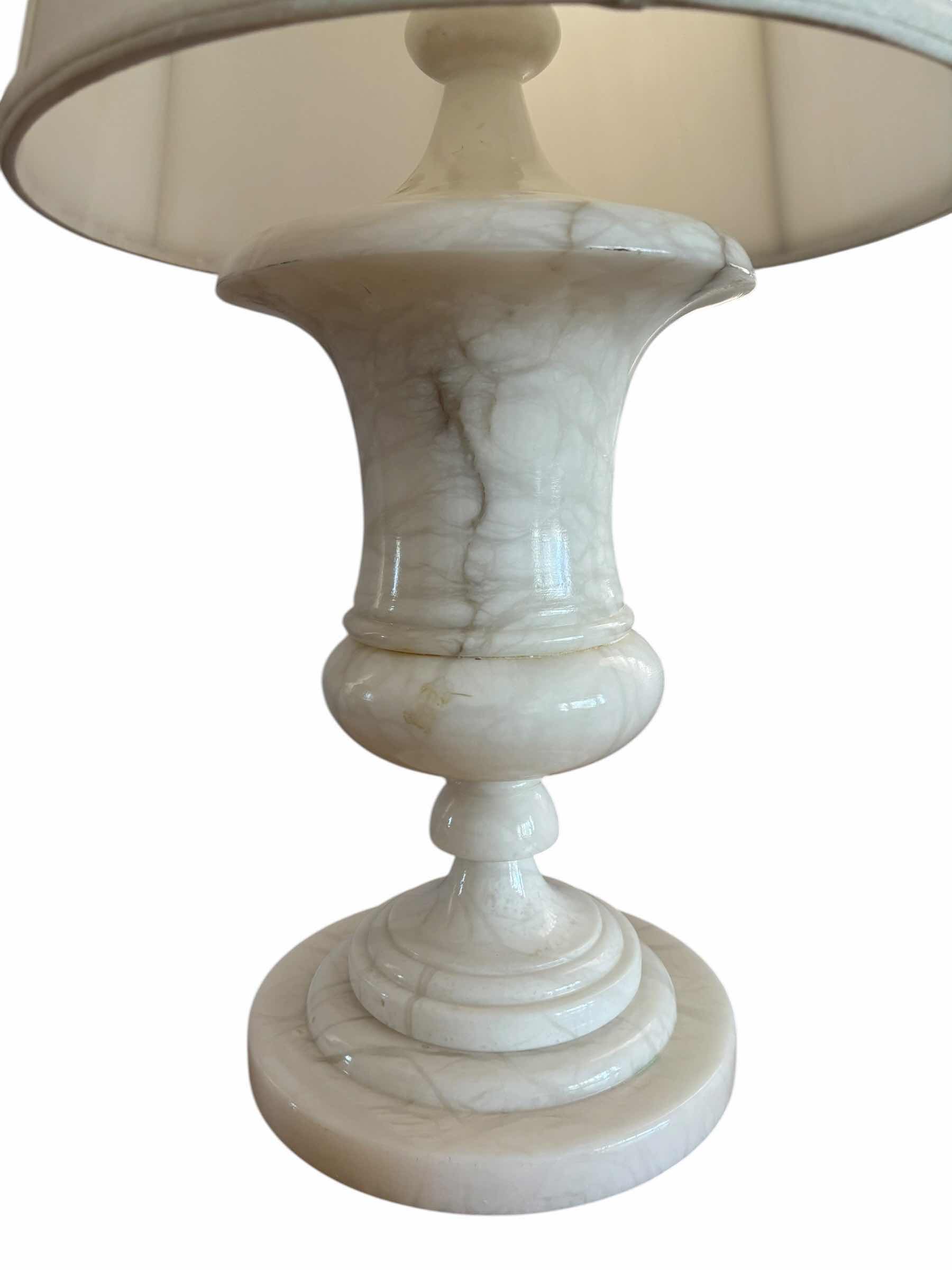 Photo 1 of HEAVY ALABASTER TABLE LAMP WITH EMPIRE SHADE H34”