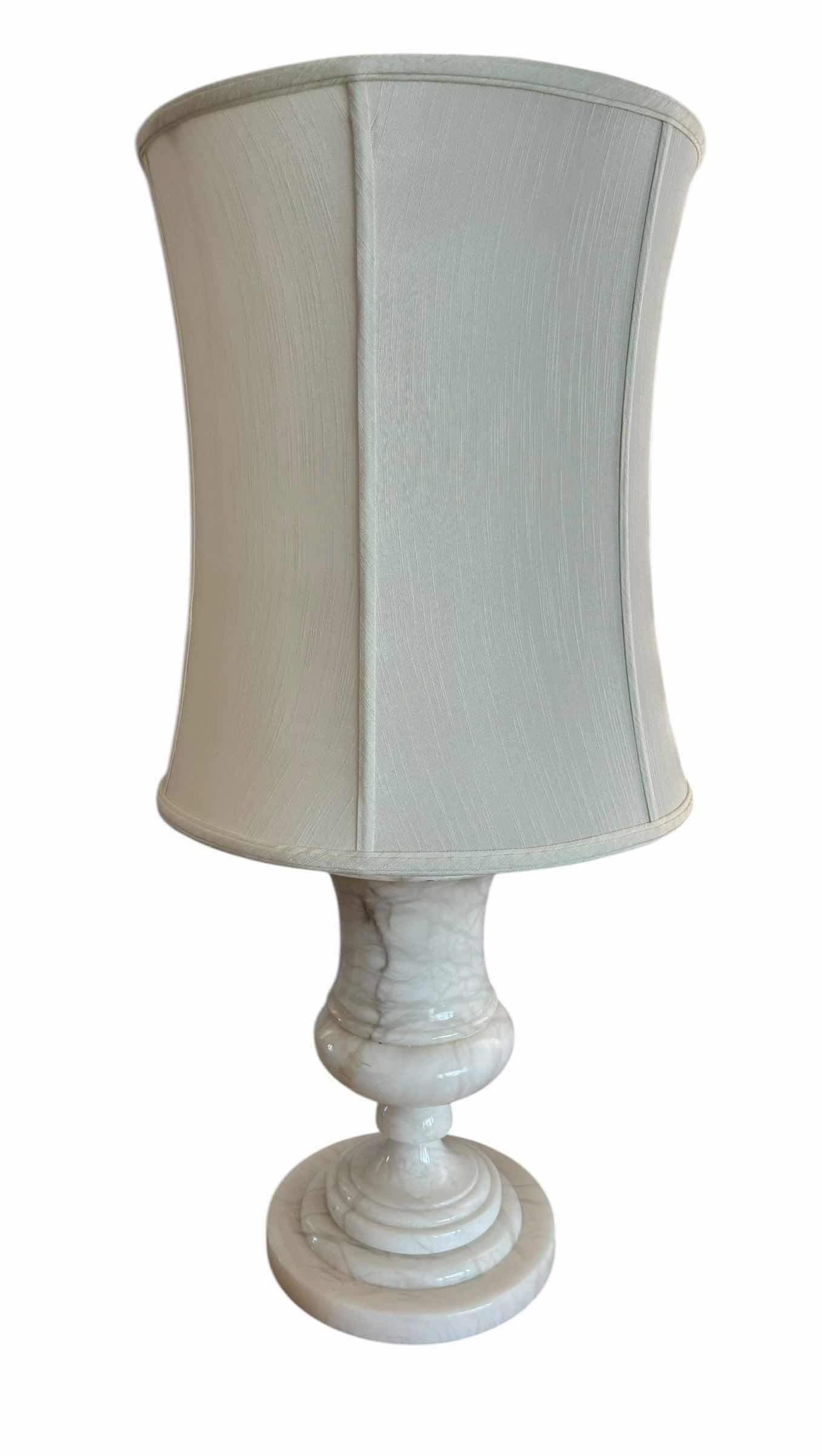 Photo 1 of HEAVY ALABASTER TABLE LAMP WITH EMPIRE SHADE H34”