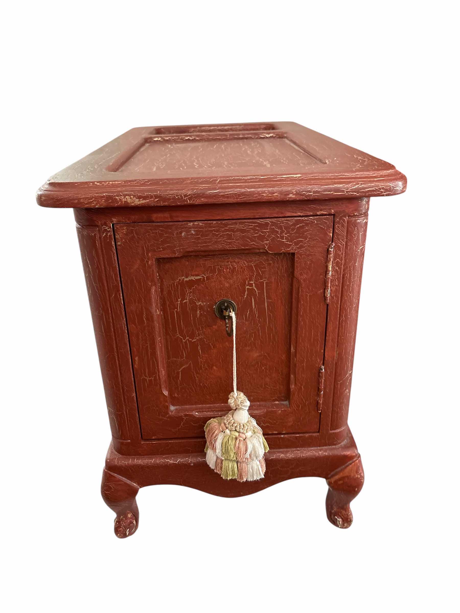 Photo 1 of PARK DESIGNS RED DISTRESSED WOODEN CUPBOARD 26.5”X15”H20” $695