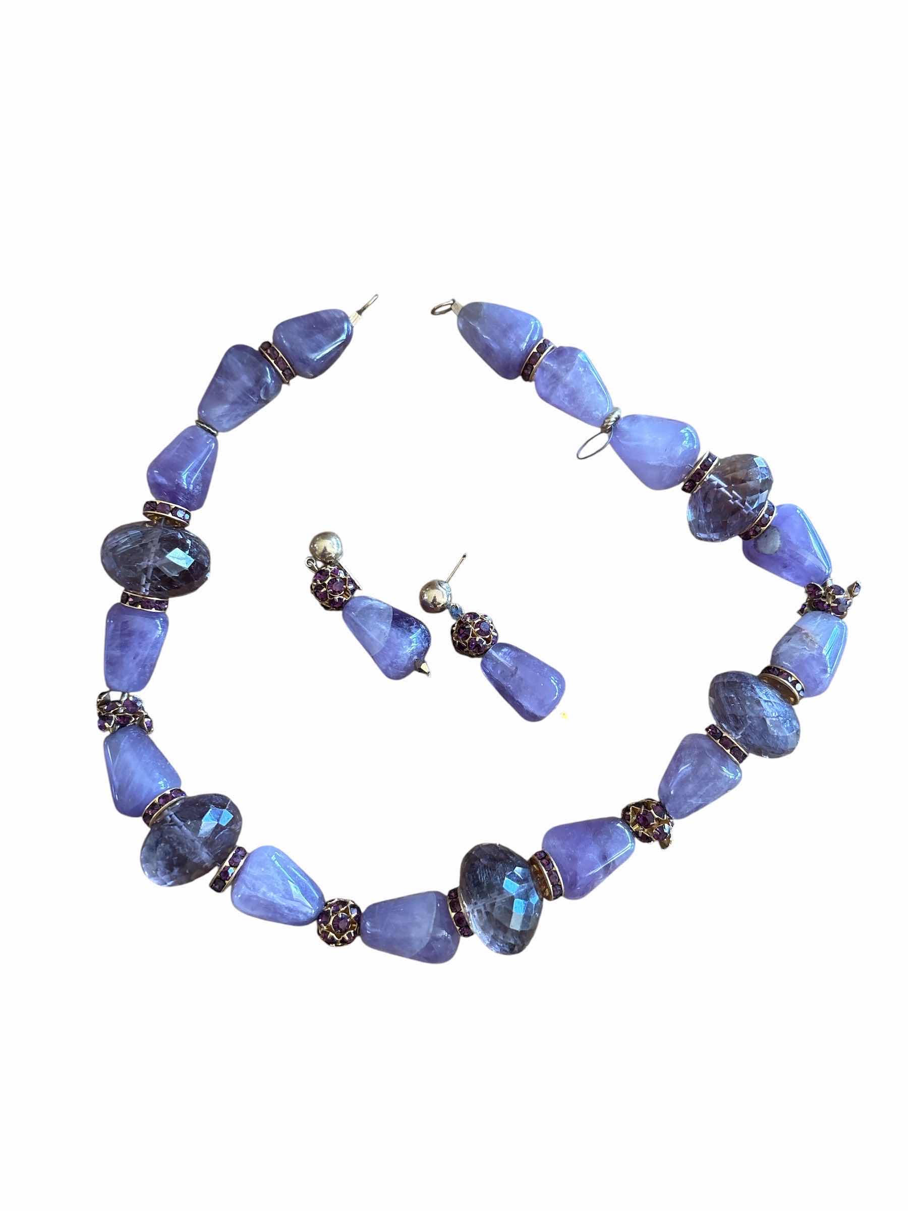 Photo 1 of VINTAGE OURPLE BEADED AMETHYST NECKLACE AND EARRING SET