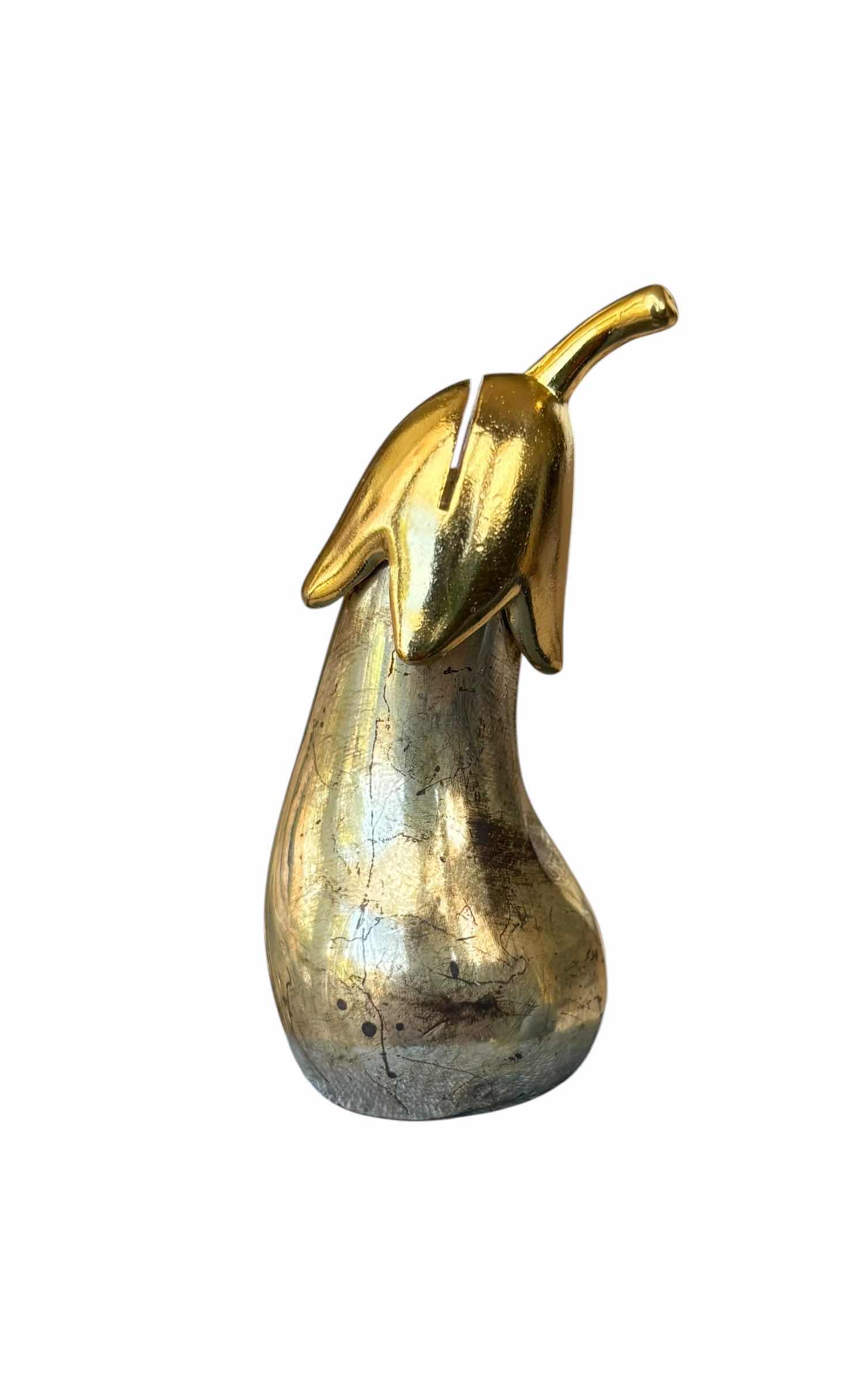 Photo 1 of VINTAGE SILVERPLATED & BRASS EGGPLANT SHAPED MINIATURE TABLE PLACE CARD HOLDERS