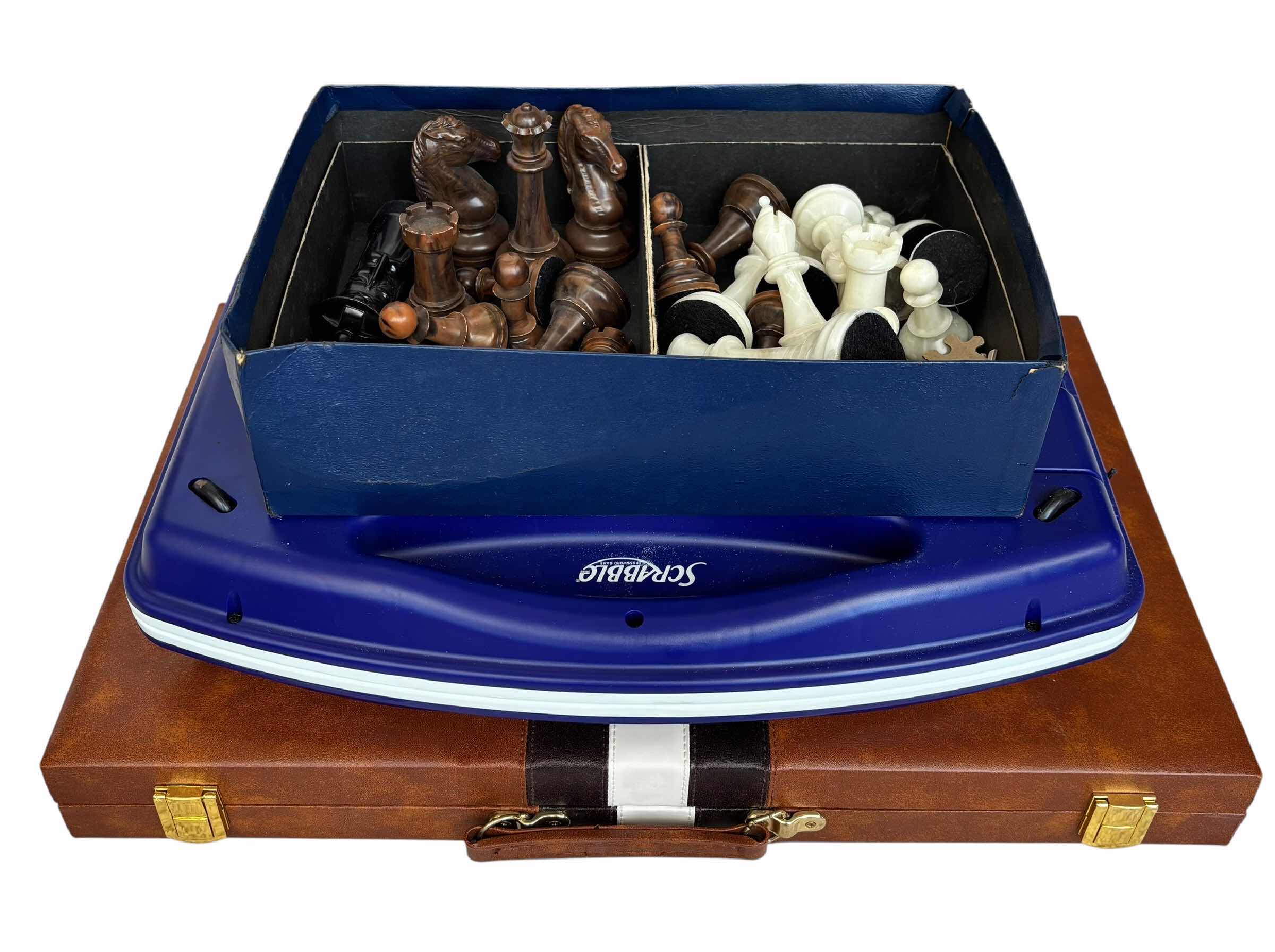 Photo 1 of BACKGAMMON, DELUXE SCRABBLE GAME & CHESS PIECES