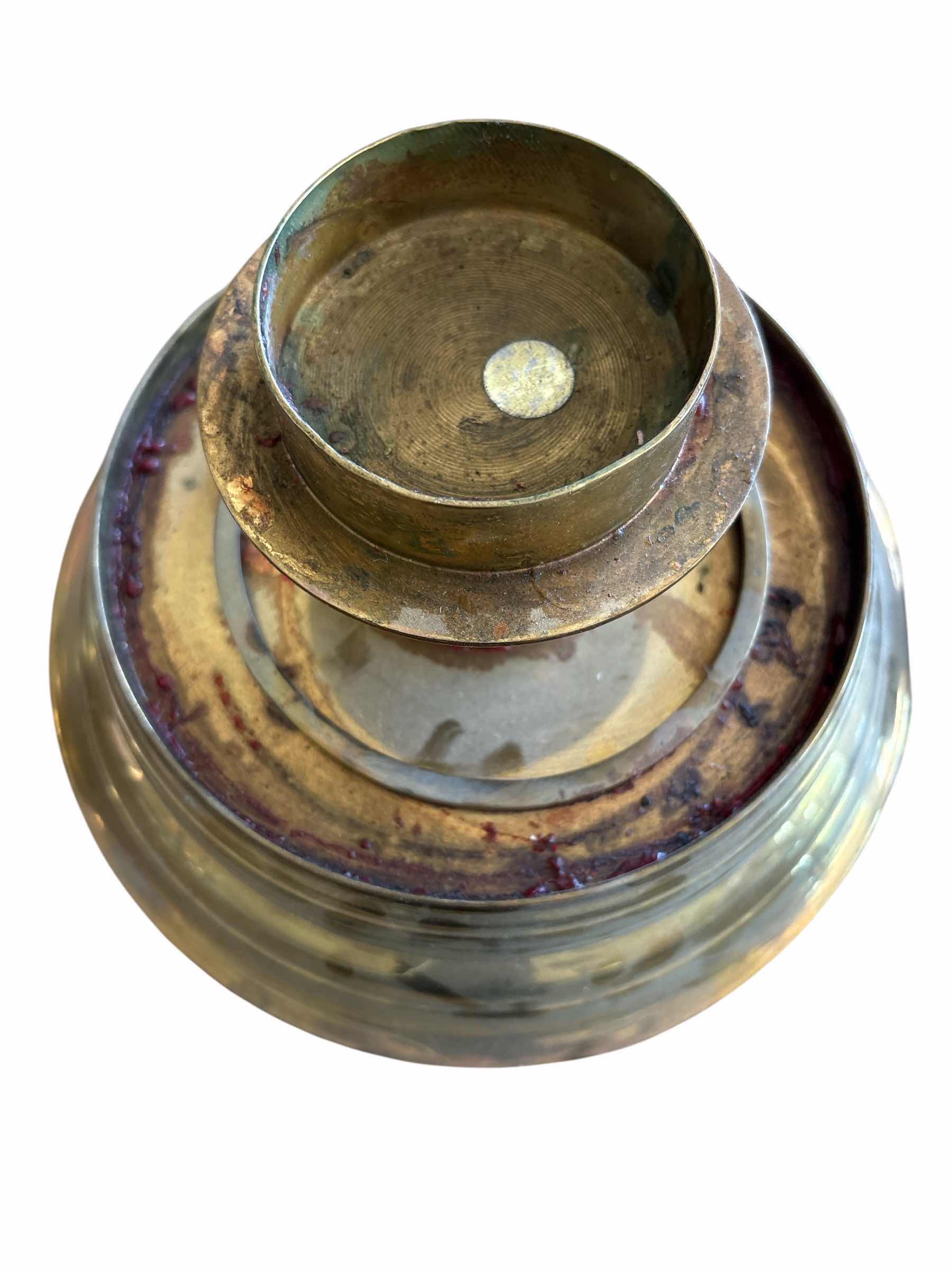 Photo 1 of (2)PCS VINTAGE SOLID BRASS CANDLESTICK HOLDERS W WIDE CIRCULAR BASES 10"