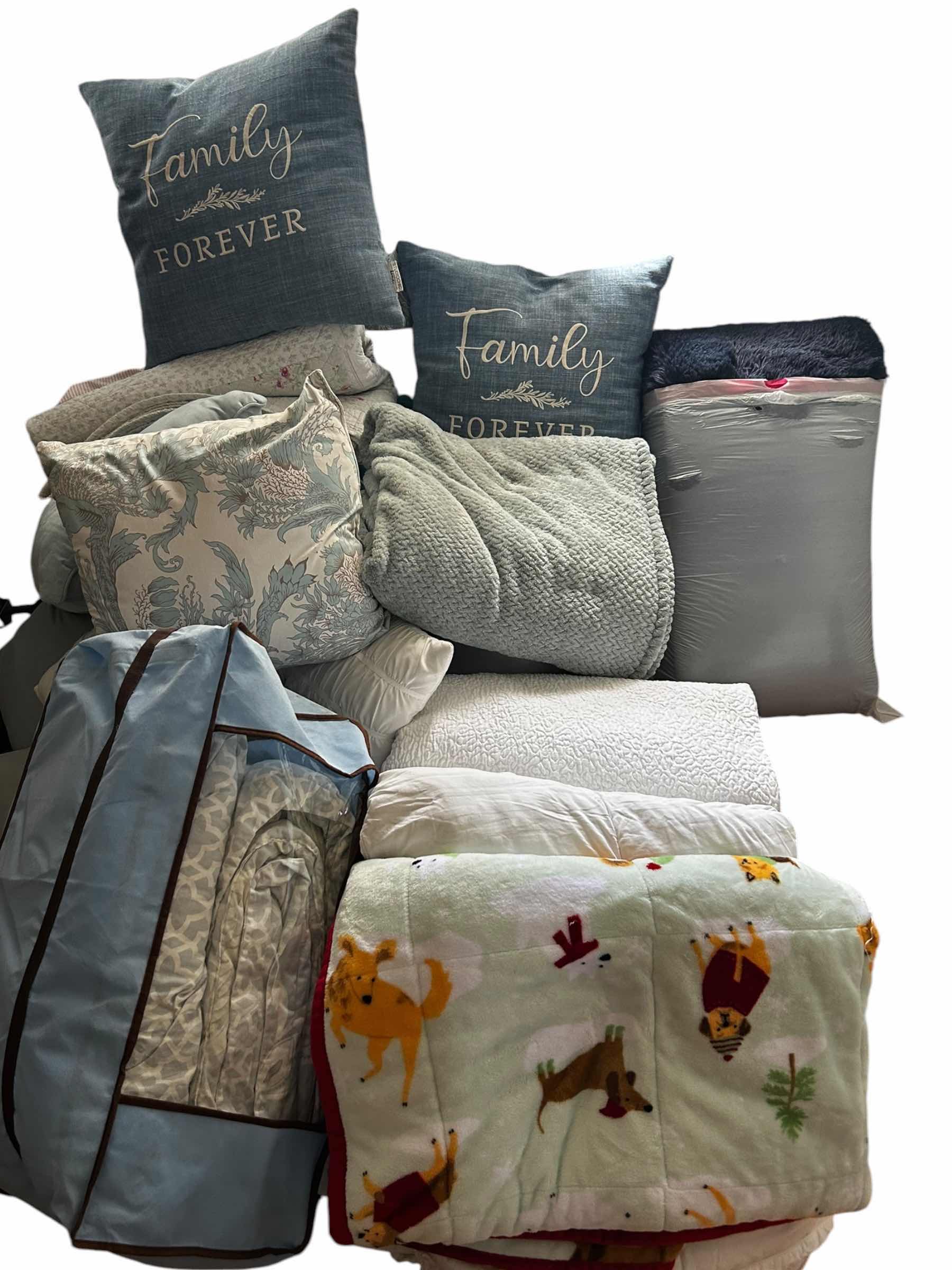 Photo 1 of COLLECTION OF MULTIPLE BLANKETS AND PILLOWS