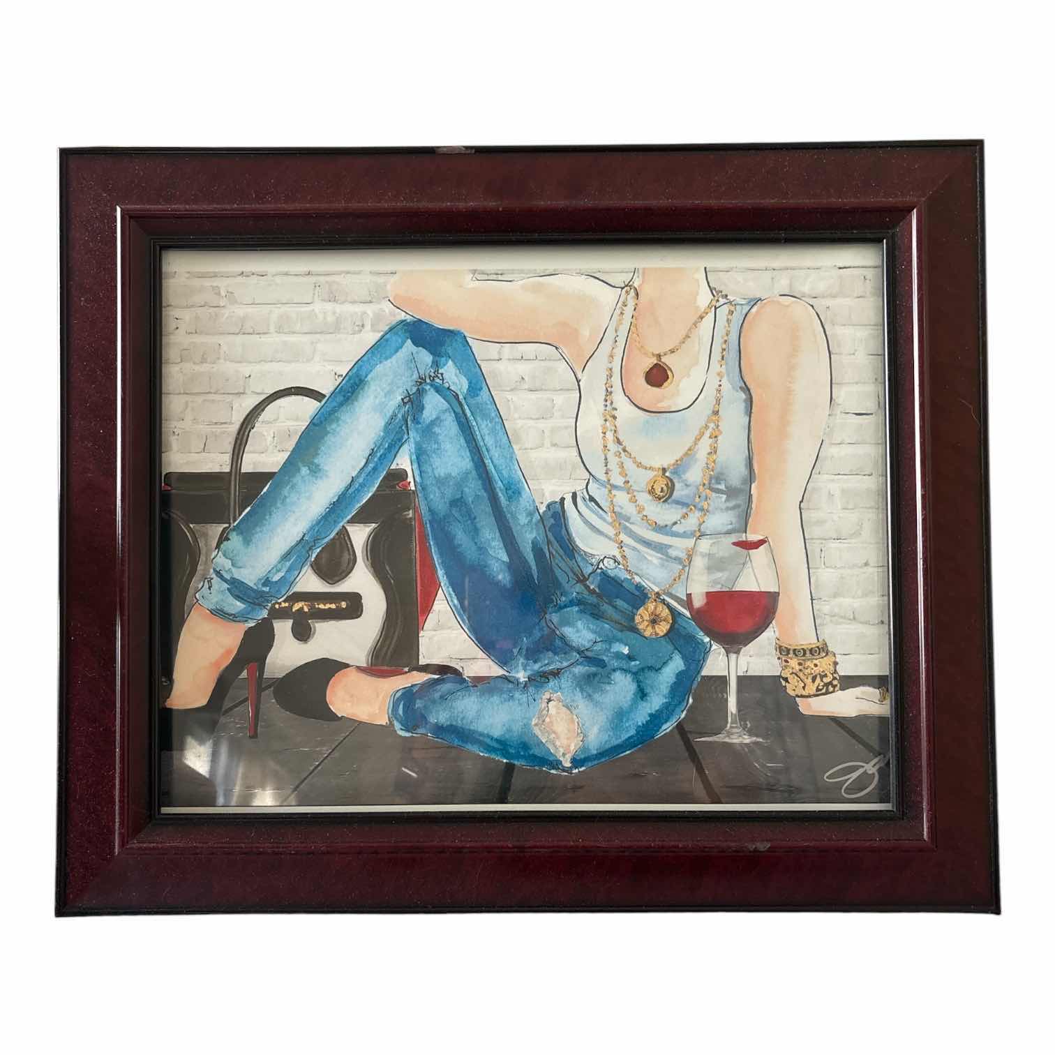 Photo 1 of (2)PCS FRAMED ARTWORK PIN UP “LETS TALK” AND FASHIONISTA CANVAS 17.5”X14.5”