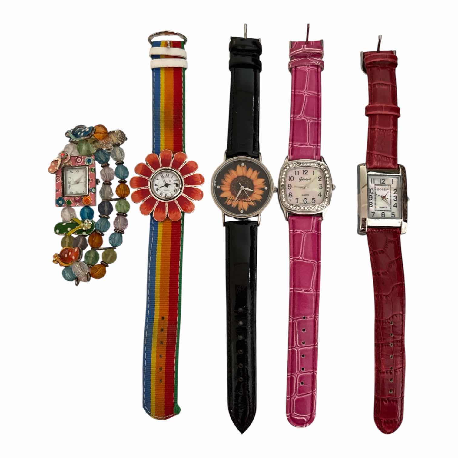Photo 1 of (5)PCS COLORFUL FLOWER WOMENS WATCHES- GOSSIP,GENEVA