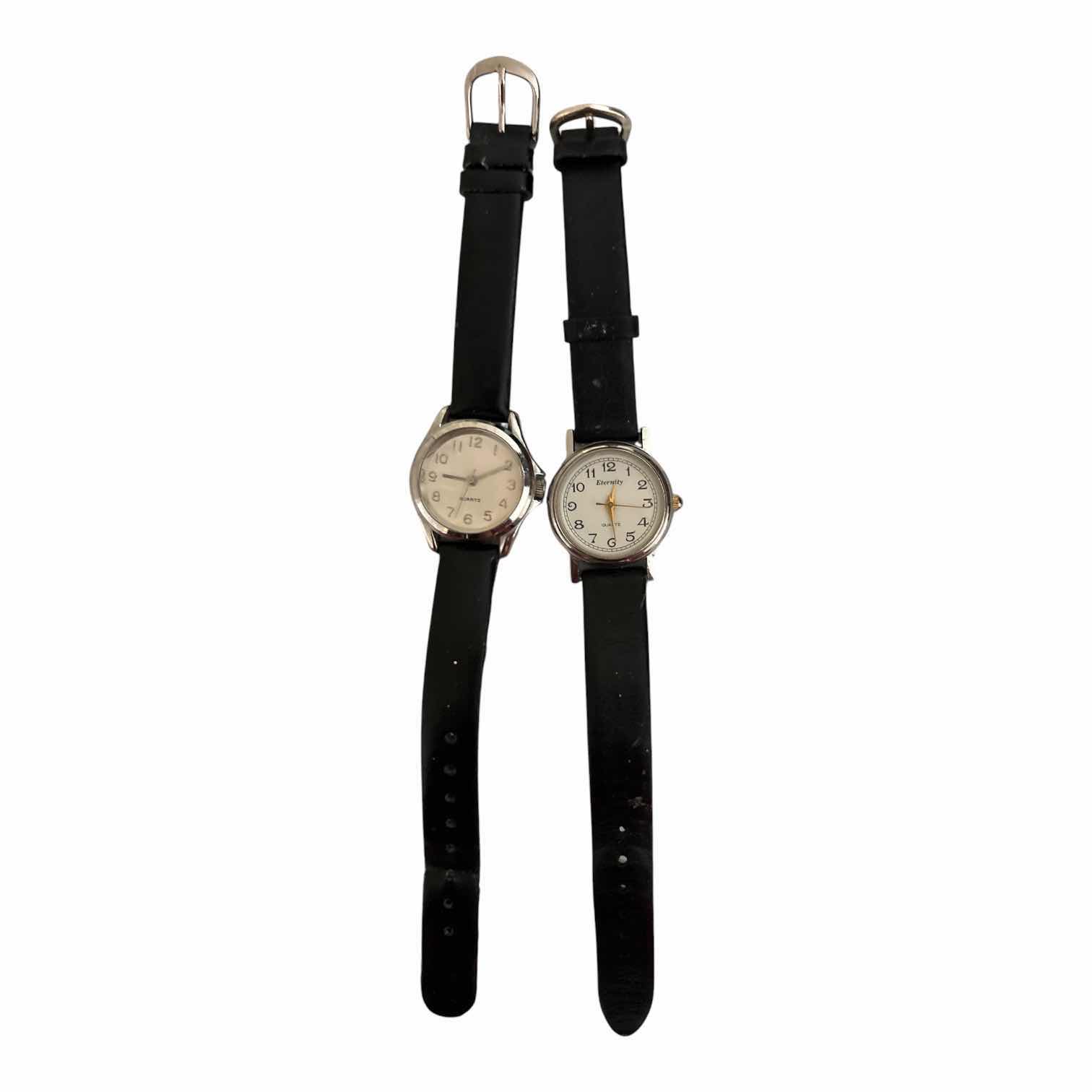 Photo 1 of (5)PCS VINTAGE BLACK BAND WOMENS WATCHES - ETERNITY, LTD AND PULSAR