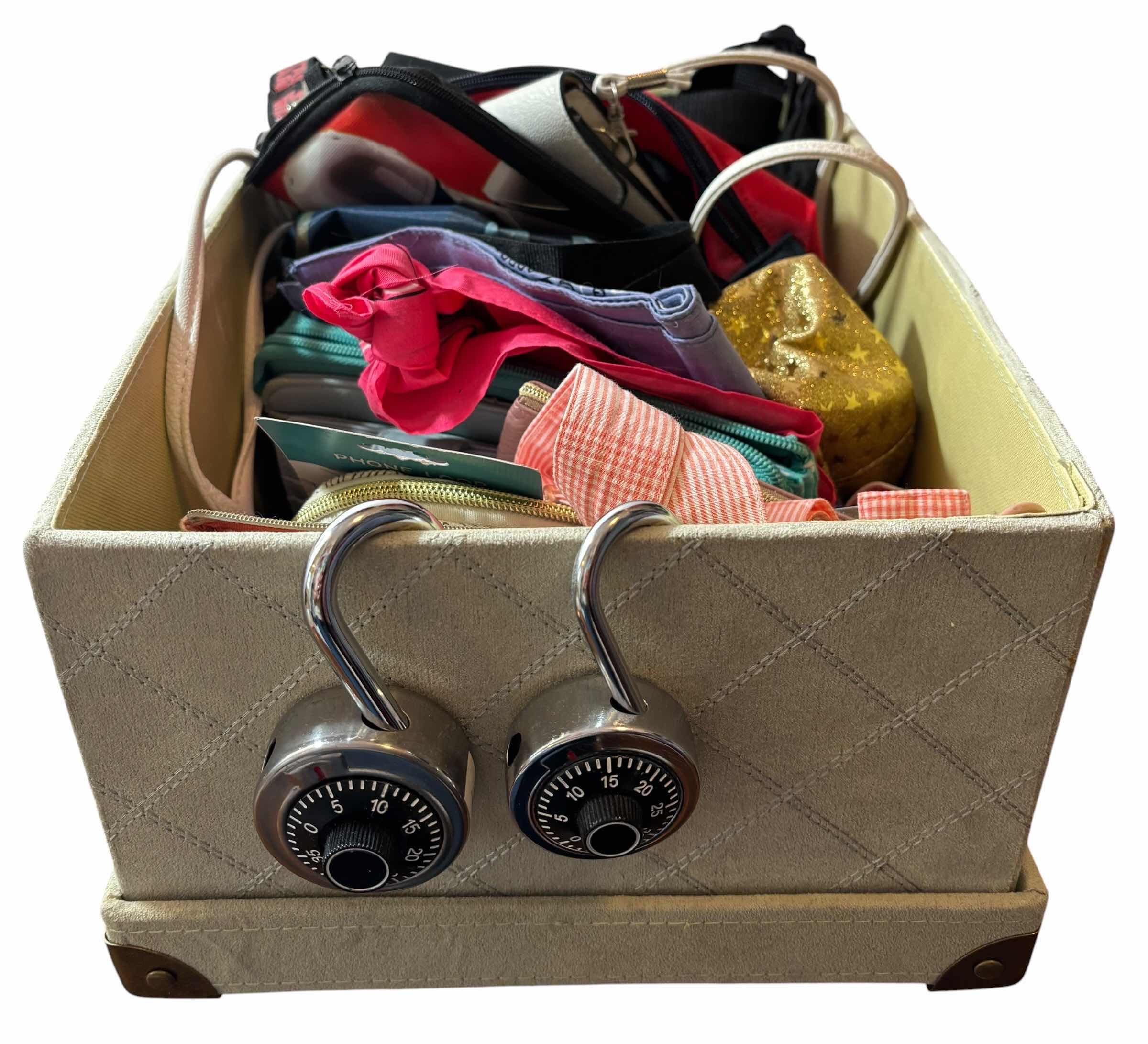 Photo 1 of BOX WITH SMALL WALLETS, CELL PHONE PURSES, BANDANAS & COMBO LOCKS WITH COMBOS