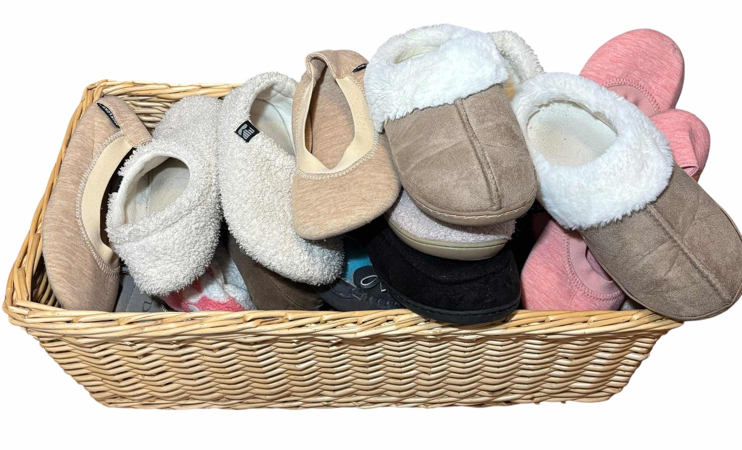 Photo 1 of BASKET OF SLIPPERS & SANDALS SIZE 5.5 - 6.5